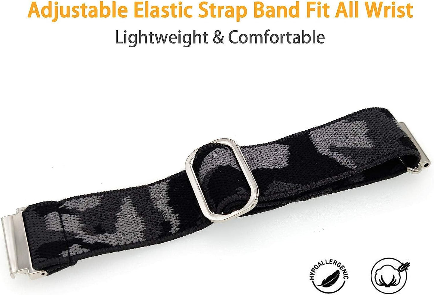 Abanen Elastic Watch Band for Garmin Venu 2 Plus/Venu Sq/Vivoactive 3, Embroidery Stretchy Loop Elastic Adjustable Wristband Strap for Samsung Galaxy Watch 4 40Mm / 44Mm  Abanen   