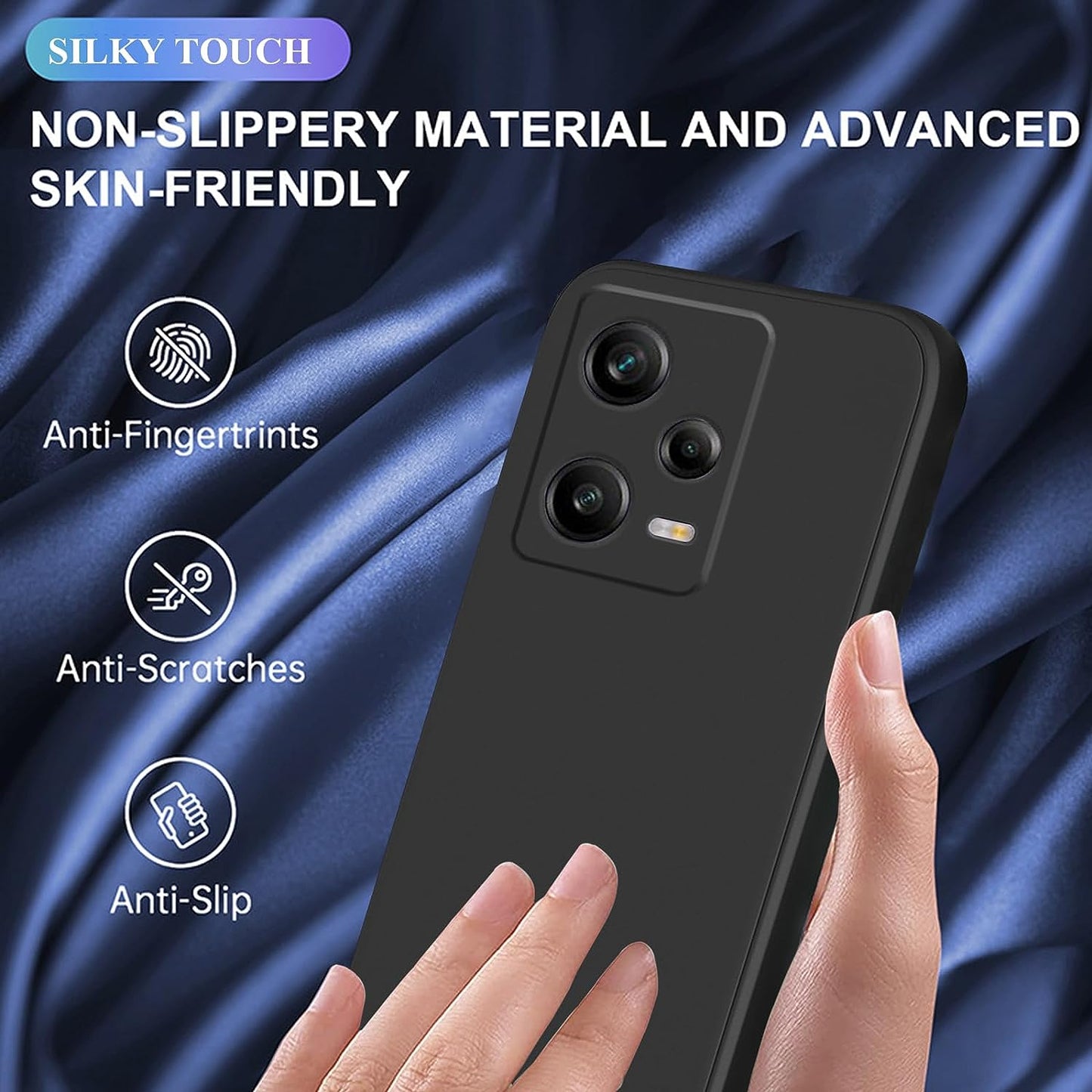 Yarxiawin Compatible with Xiaomi Redmi Note 12 Pro Case Silicone Purple, Xiaomi Redmi Note 12 Pro Phone Case Silicone Soft Thin Case Anti-Fingerprint Shockproof Cover (Black)  Yarxiawin   
