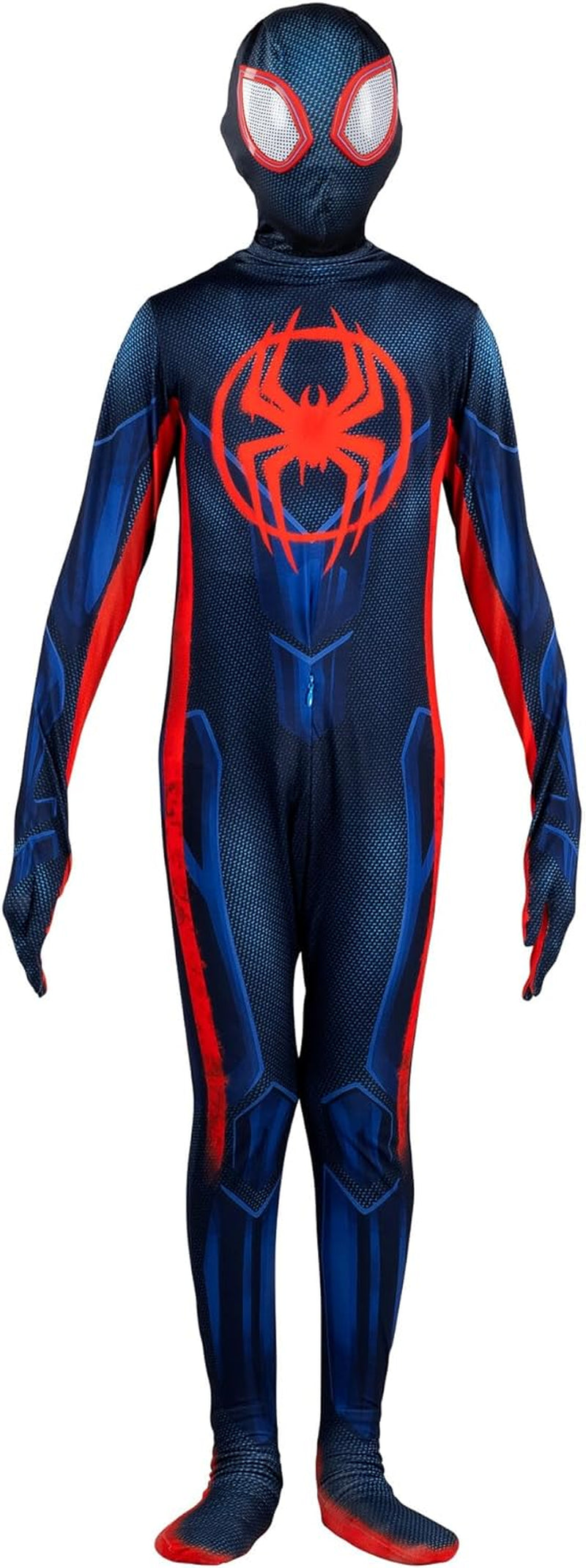 MARVEL Miles Morales Official Youth Deluxe Zentai Suit - Spandex Jumpsuit with Printed Design and Detachable Spandex Mask with Plastic Eyes  Marvel   