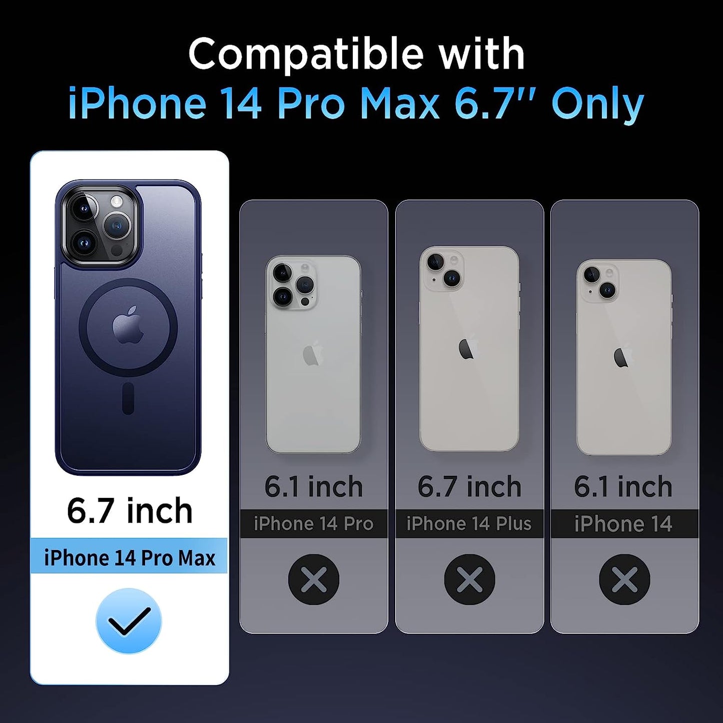 Degeca Strong Magnetic for Iphone 14 Pro Max Case [Compatible with Magsafe] [Military Grade Drop Tested] Slim Non Yellowing Shockproof Phone Cover for Iphone 14 Pro Max 6.7 Inch, Blue  degeca   