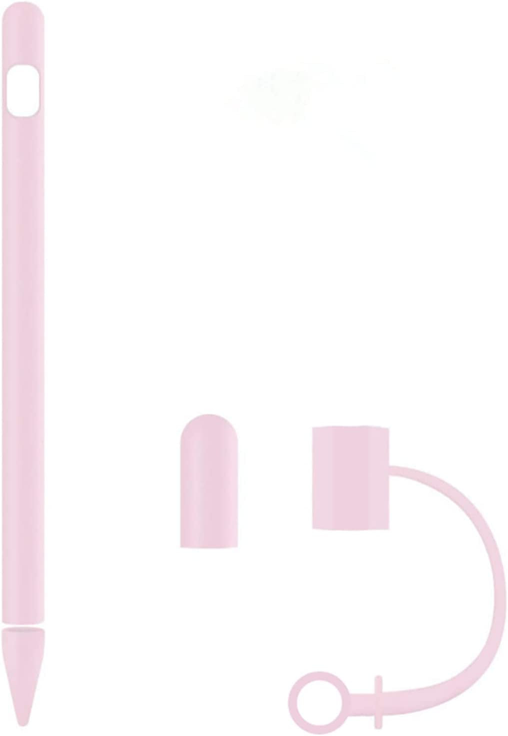 Siduater Silicone Sleeve for Apple Pencil 1St Generation, Ultra Light Pen Skin Case Cover Accessories Soft Protective Ipad Pencil Grip Holder with 2 Nib Cover, 1 Cable Adapter Tether, Pink  siduater   