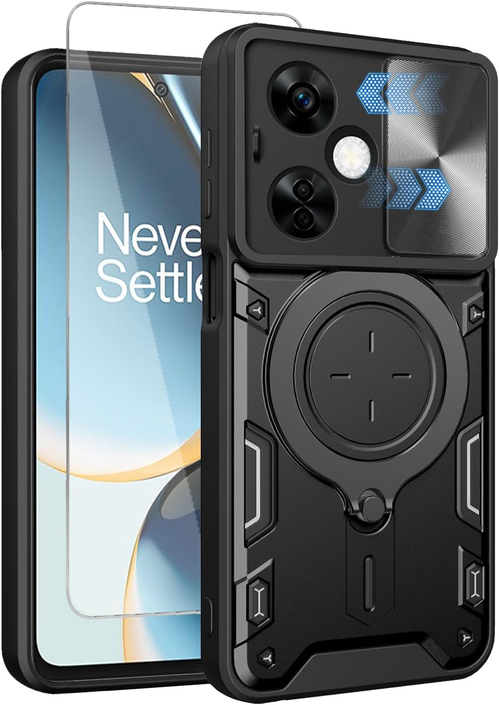 Guzhthi for Oneplus Nord N30 5G Case: Cell Phone Back Cover with Screen Protector [Lens Cap Sparkle] - Black  Guzhthi   