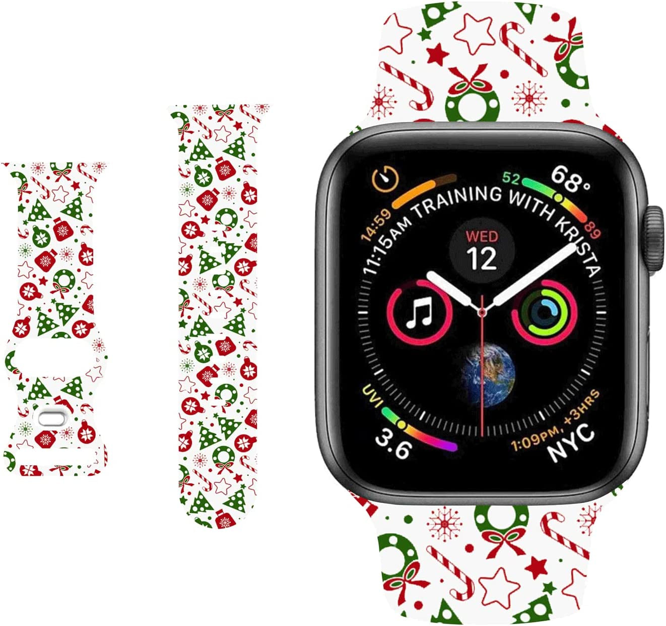 HYHMXB Chic Breathable Character Halloween Bands Compatible with Apple Watch 42Mm 44Mm 45Mm M/L, Grade Soft Silicone Sports Wristband Strap for Iwatch SE & Series 8 7 6 5 4 3 2 (Happy Skull)  HYHMXB G. Romantic Christmas 42mm/44mm/45mm M/L 