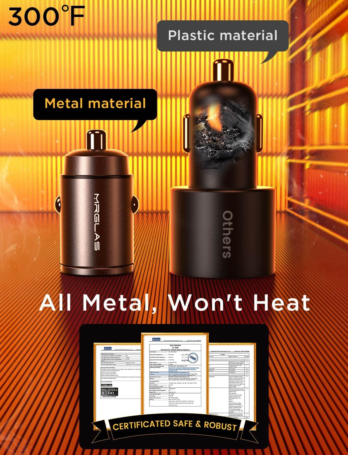 90W USB C Car Charger,[Super Mini Metal] USB C Car Charger Fast Charging Adapter Dual PD Dual Port MRGLAS Type C Car Cigarette Lighter USB Charger Compatible Iphone 14 13 Pro Max Ipad Samsung Macbook  MRGLAS   