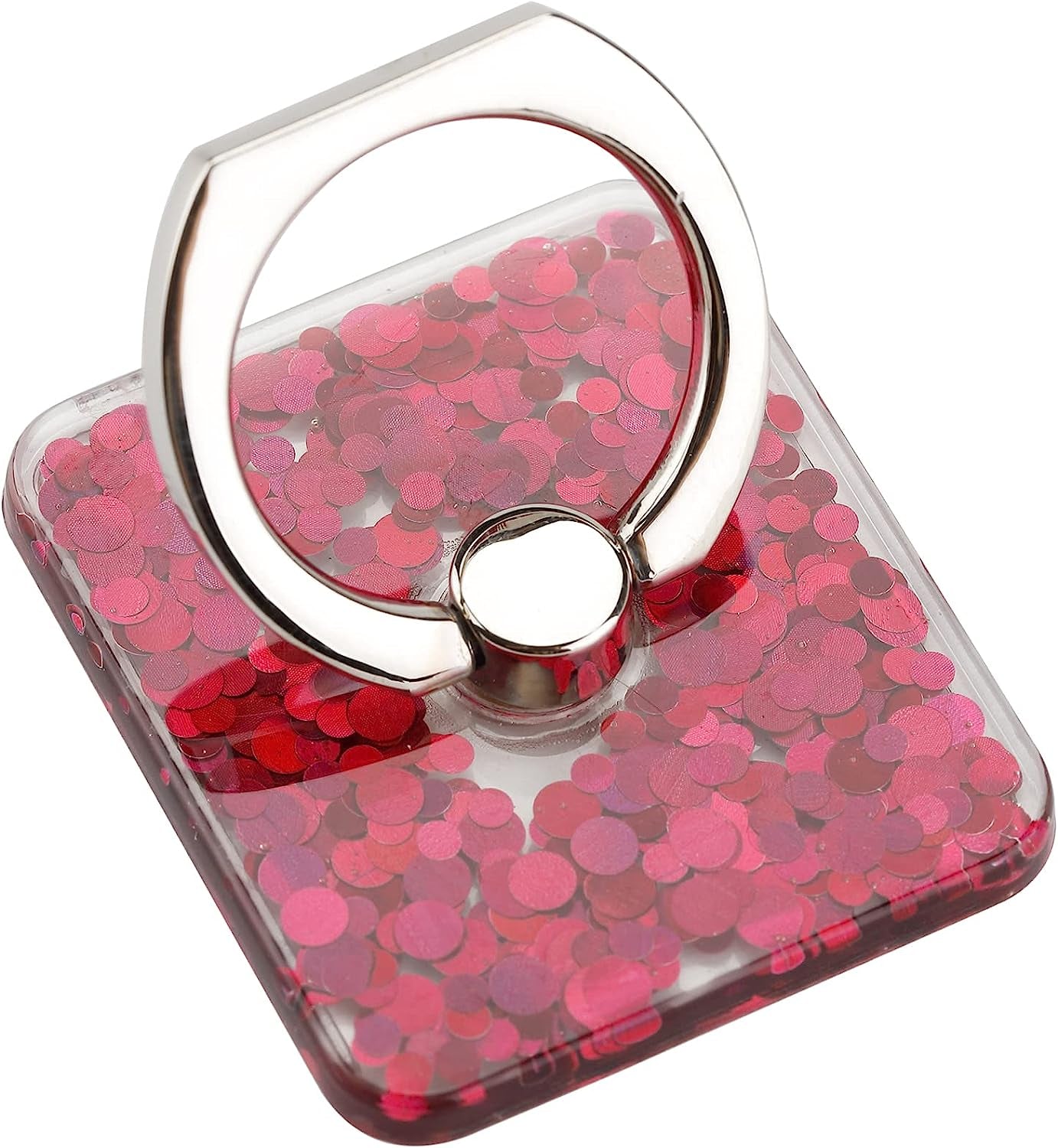 LAX Gadgets Cell Phone Ring Holder - Finger Ring for Phone Case - 360° Rotation Secure Back Grip, Stand, Holder for All Smartphones Including Iphone & Android Phone - Glitter Rose Gold  LAX Gadgets Glitter Red Rose  