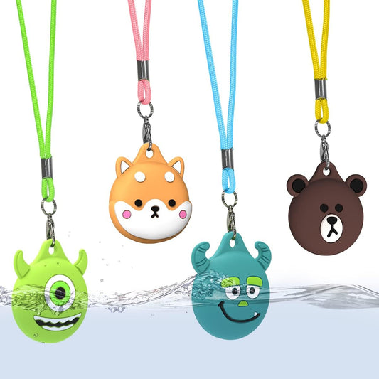 4Pack Waterproof Airtag Necklace for Kids Hidden, Kids Air Tag Necklace Adjustable Cute Air Tag Holder Compatible for Apple Airtag, Silicone Air Tag Accessories for Toddler with Key Ring (Brown,Green)  ZOICIP   