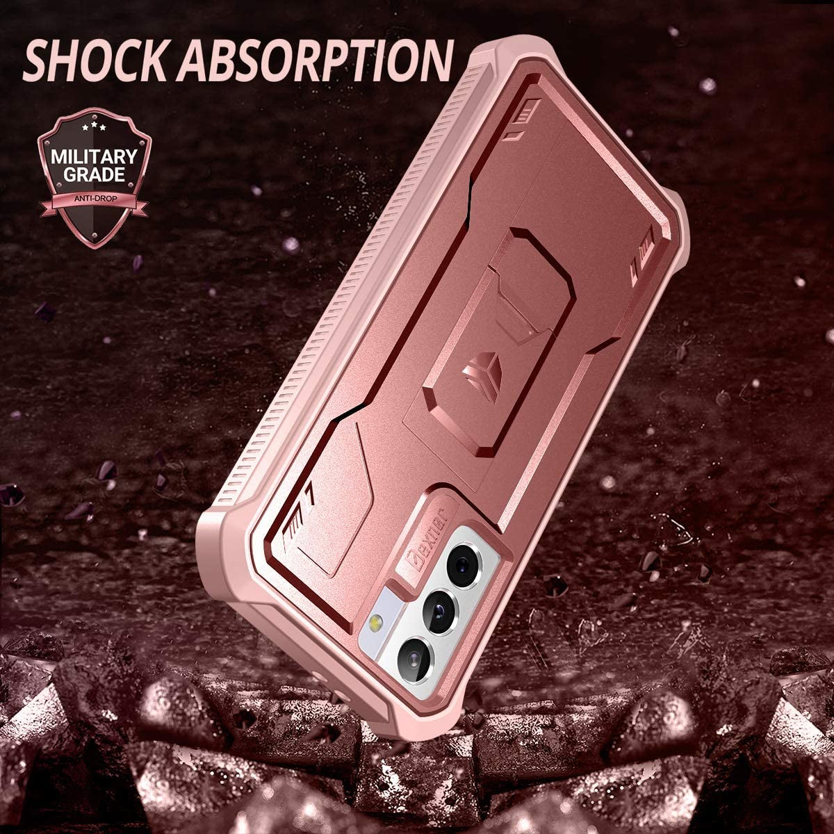 Dexnor for Samsung Galaxy S21+ plus Case, [Built in Screen Protector and Kickstand] Heavy Military Grade Protection Shockproof Protective Cover for Samsung Galaxy S21 plus 5G, 6.7 Inch Rose Gold  Dexnor   