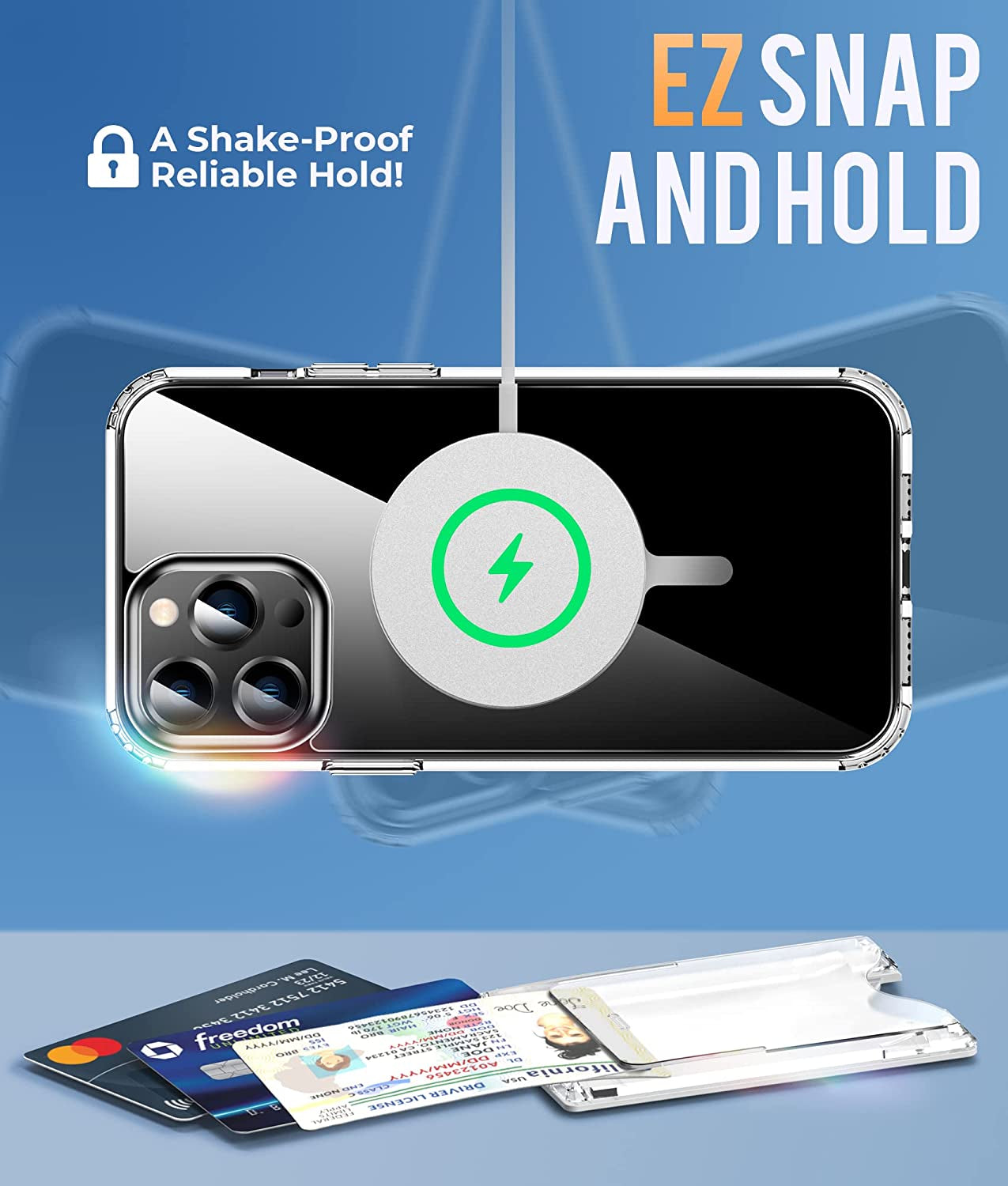 Shields up Designed for Iphone 14 Pro Wallet Case with Card Holder Magnetic [3 Cards] Compatible with Magsafe, Crystal Clear [Anti-Yellowing Technology] Slim Shockproof Protective Cover - Clear  Shields Up inc   