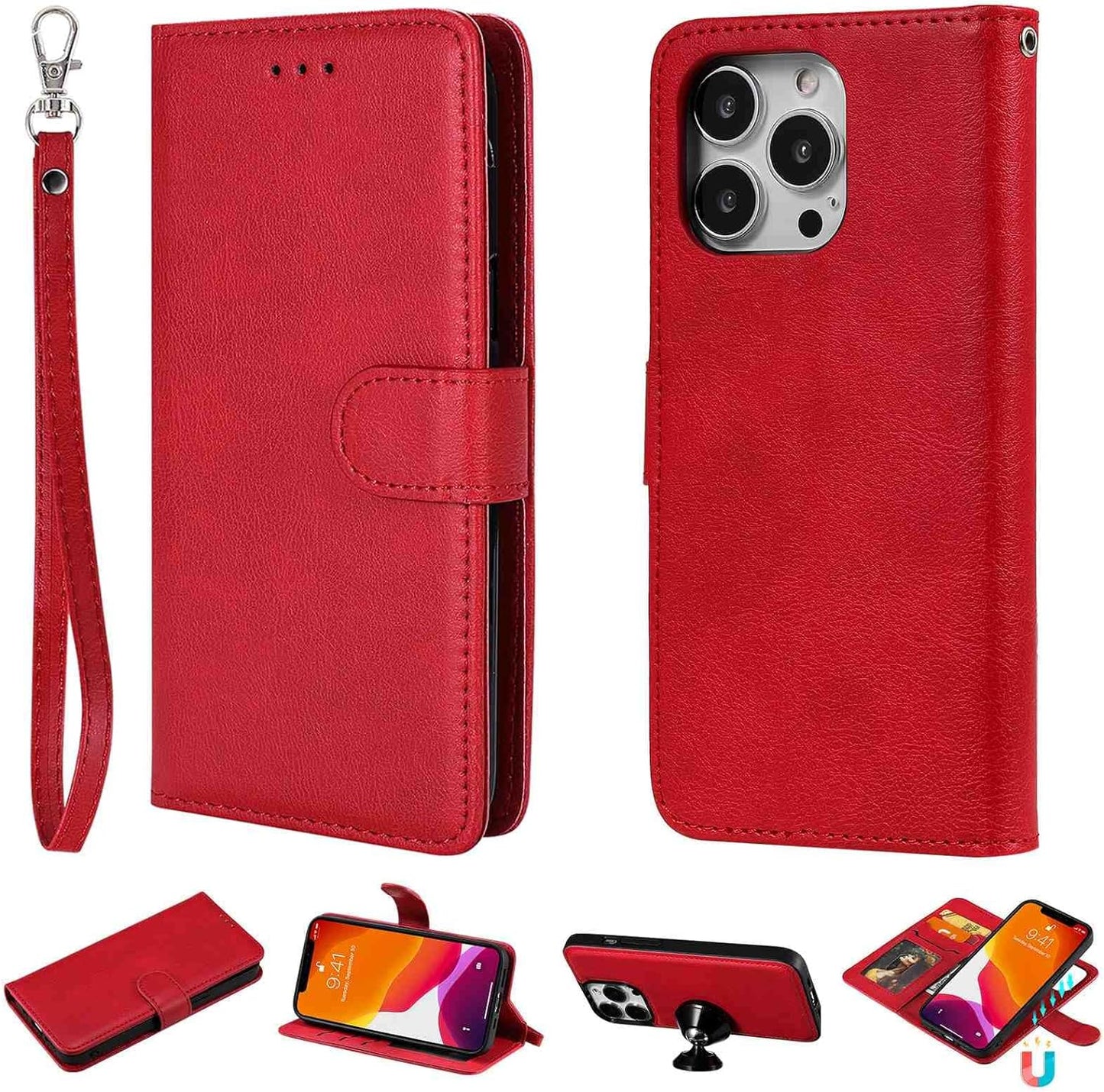 Fansipro Phone Cover Wallet Folio Case for LG G7 THINQ, Premium PU Leather Slim Fit Cover for G7 THINQ, 2 Card Slots, 1 Photo Frame Slot, Super Fit, Black  Fansipro Red  