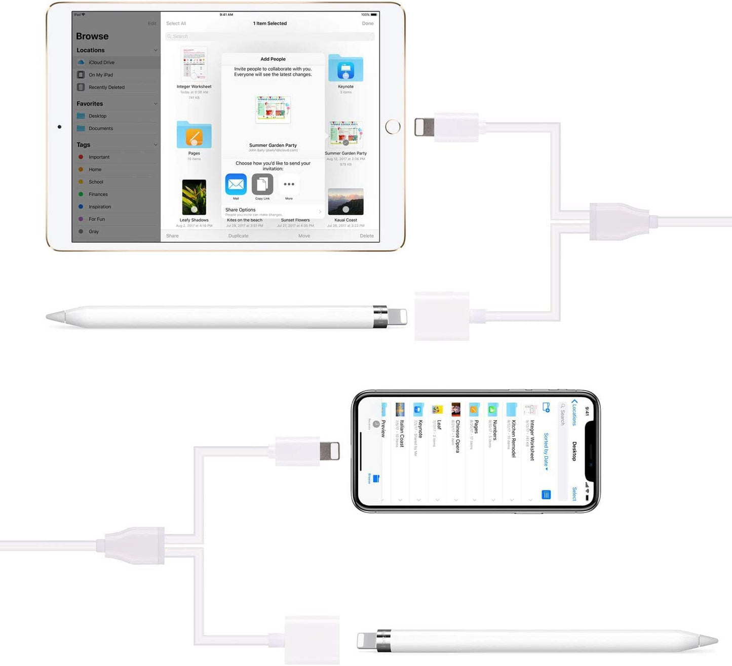 Charger Adapter for Apple Pencil Adapter Compatible with Ipad Pro Pencil Accessories Male to Female Flexible Connector 2In1 Charging Cable 150CM  Iootmoy   