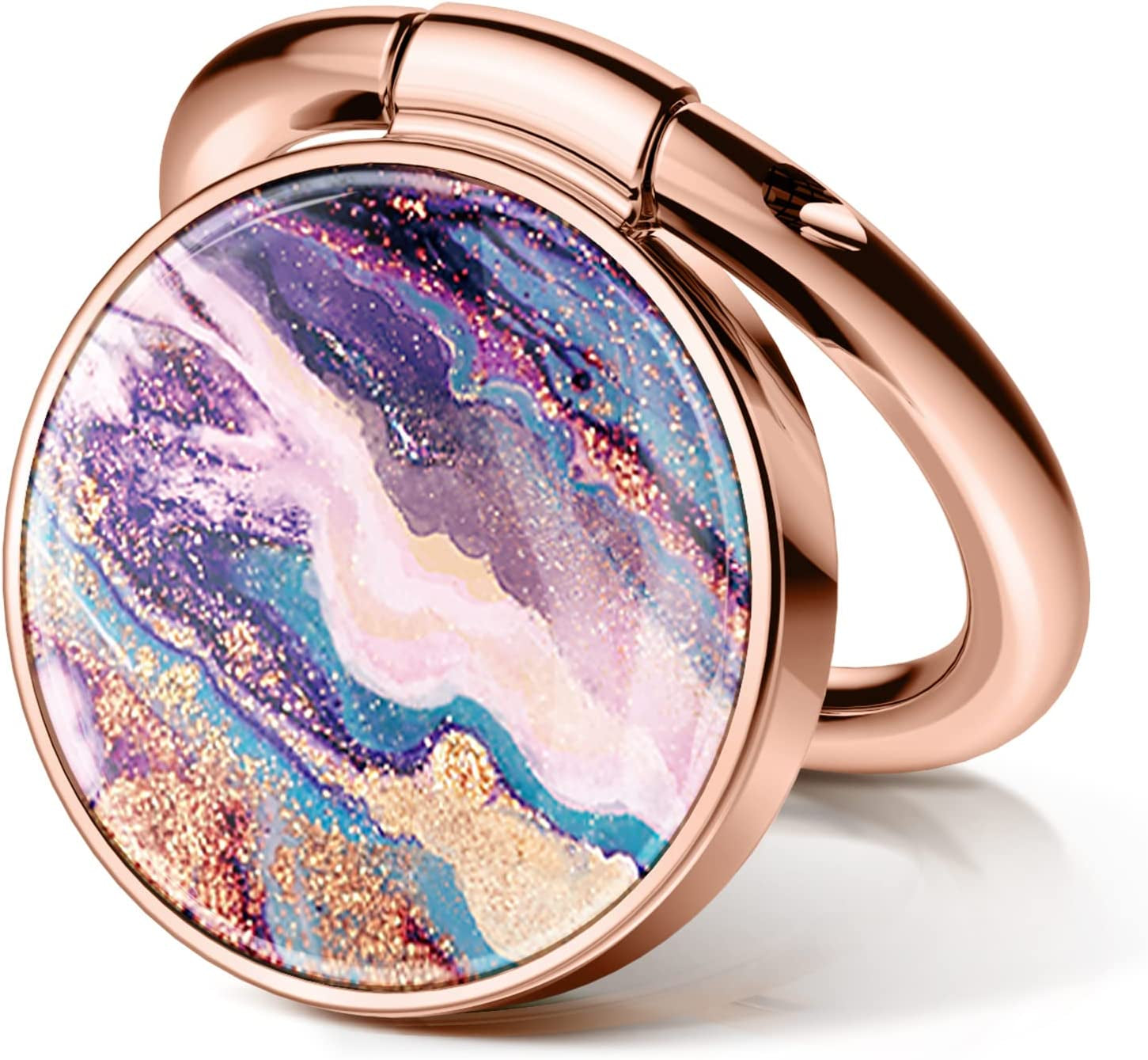 GVIEWIN Marble Cell Phone Ring Holder, Metal Kickstand Grip for Magnetic Car Mount Compatible with Iphone 14 Pro Max/14 Plus/13/12 Series & Galaxy S22/S23 Ultra and Other Smartphones(Drift Sand/Brown)  GVIEWIN Dreamland River/Rose Gold  