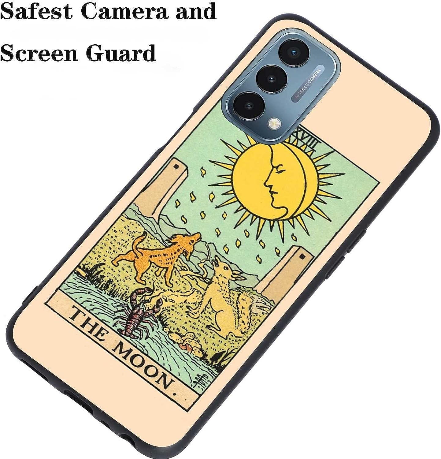 Valuect Lisment Compatible with Oneplus Nord N200 5G Case, Tarot the Moon Aesthetic Tarot Card Moon Dog Design for Oneplus Case Girl Boy,Unique Trendy Silicone Bumper Cover Case for Oneplus  valuect lisment   