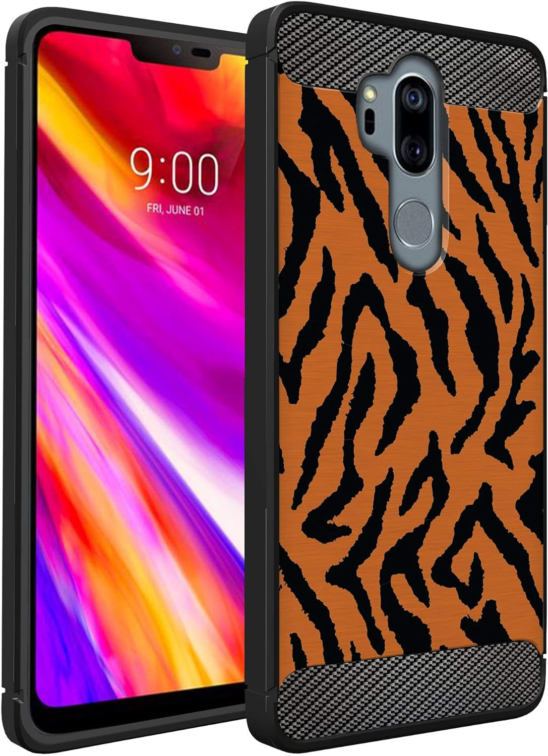 Casesondeck Case Compatible with [LG G7 Thinq | LG G7] LG G7 Design Case, Slim Black Flexible Sleek Shock Protection TPU Case (Pink Galaxy Stars)  CasesonDeck Tiger Print  
