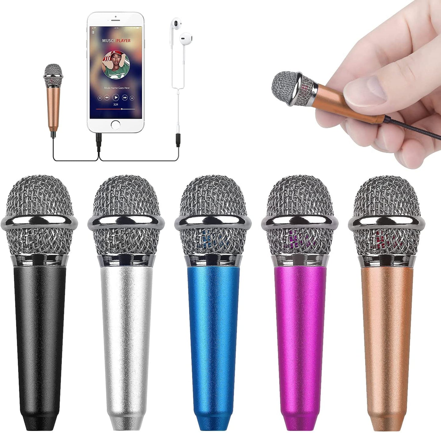 Uniwit Mini Portable Vocal/Instrument Microphone for Mobile Phone Laptop Notebook Apple Iphone Sumsung Android with Holder Clip - Silver  Uniwit Golden  