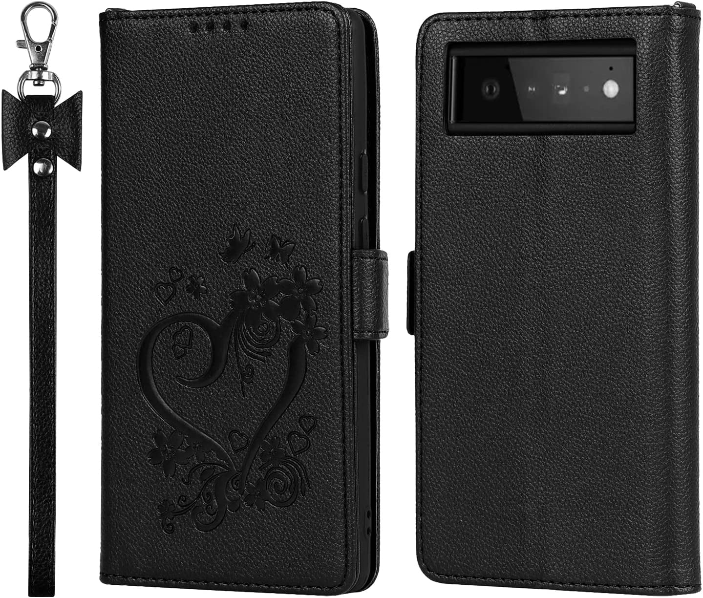 Ｈａｖａｙａ Google Pixel 6 Pro 5G 6.7" Case Zipper Wallet- with 6 Card Holder [RFID Blocking]- Detachable 2-In-1-Wristband Lanyard - for Women and Men-Wireless Charger Compatible Flip Folio Cover-Purple  Ｈａｖａｙａ A+Black Google Pixel 6 5G 