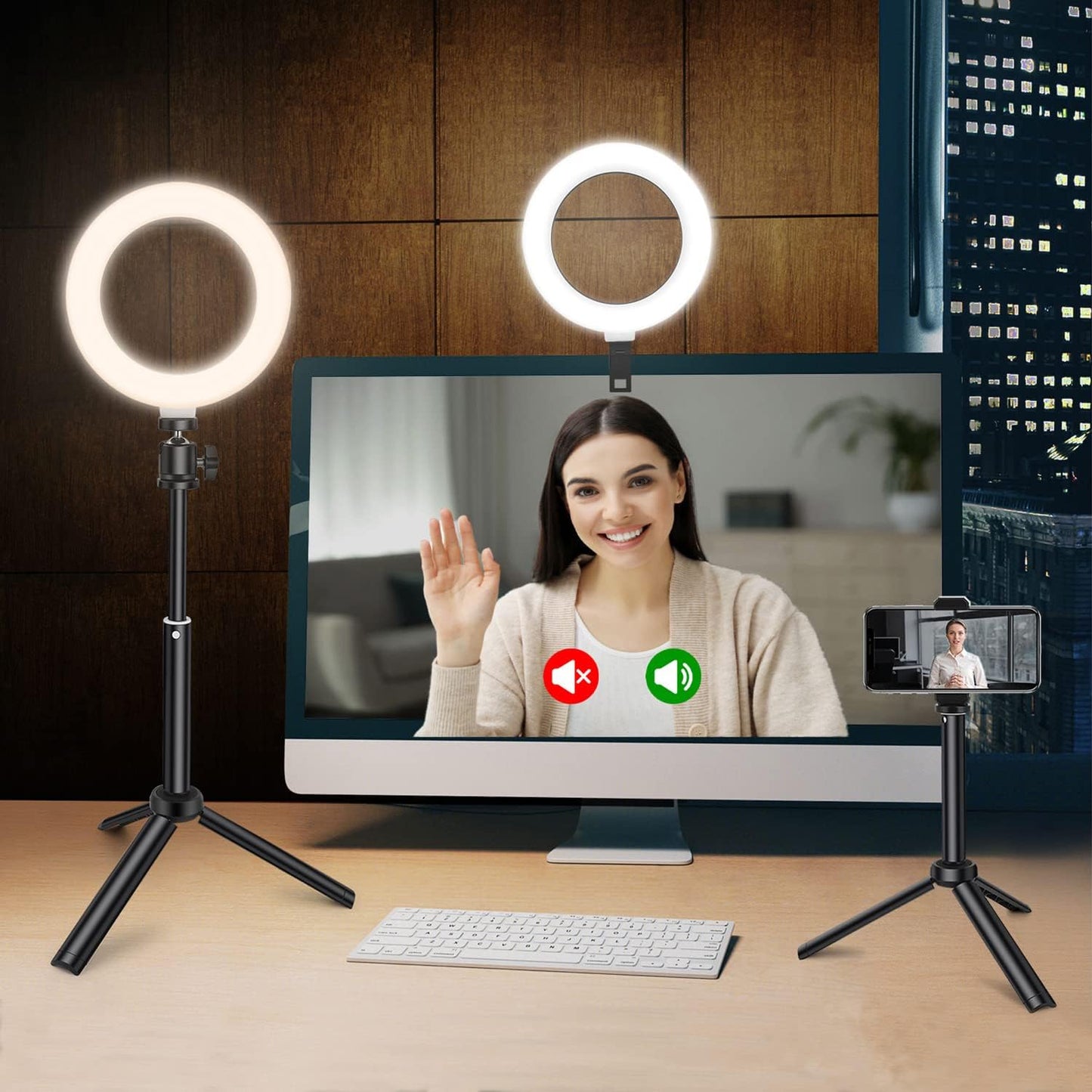 Selfie Ring Light with Tripod Stand for Zoom Meeting, Dimmable Desktop LED Clip on Video Light, 6.3'' Lighting Kit Gifts for Live Streaming/Laptop Video Conference/Makeup/Vlog/Youtube/Tiktok  Whellen   