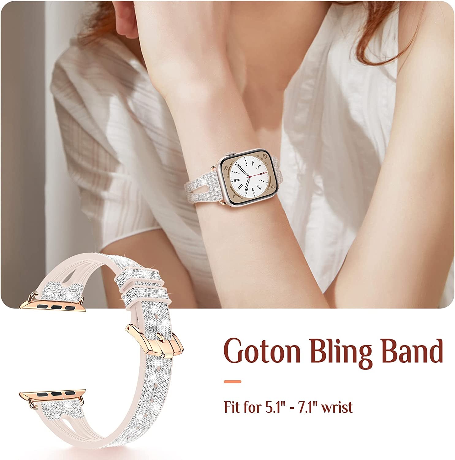Goton Bling Band for Apple Watch Bands 49Mm 45Mm 44Mm 42Mm 41Mm 40Mm 38Mm Ultra Series 8 7 6 5 4 3 2 1 SE, Women Glitter Silicone Strap Accessories Designed for Iwatch All Series  Yin-Goton   