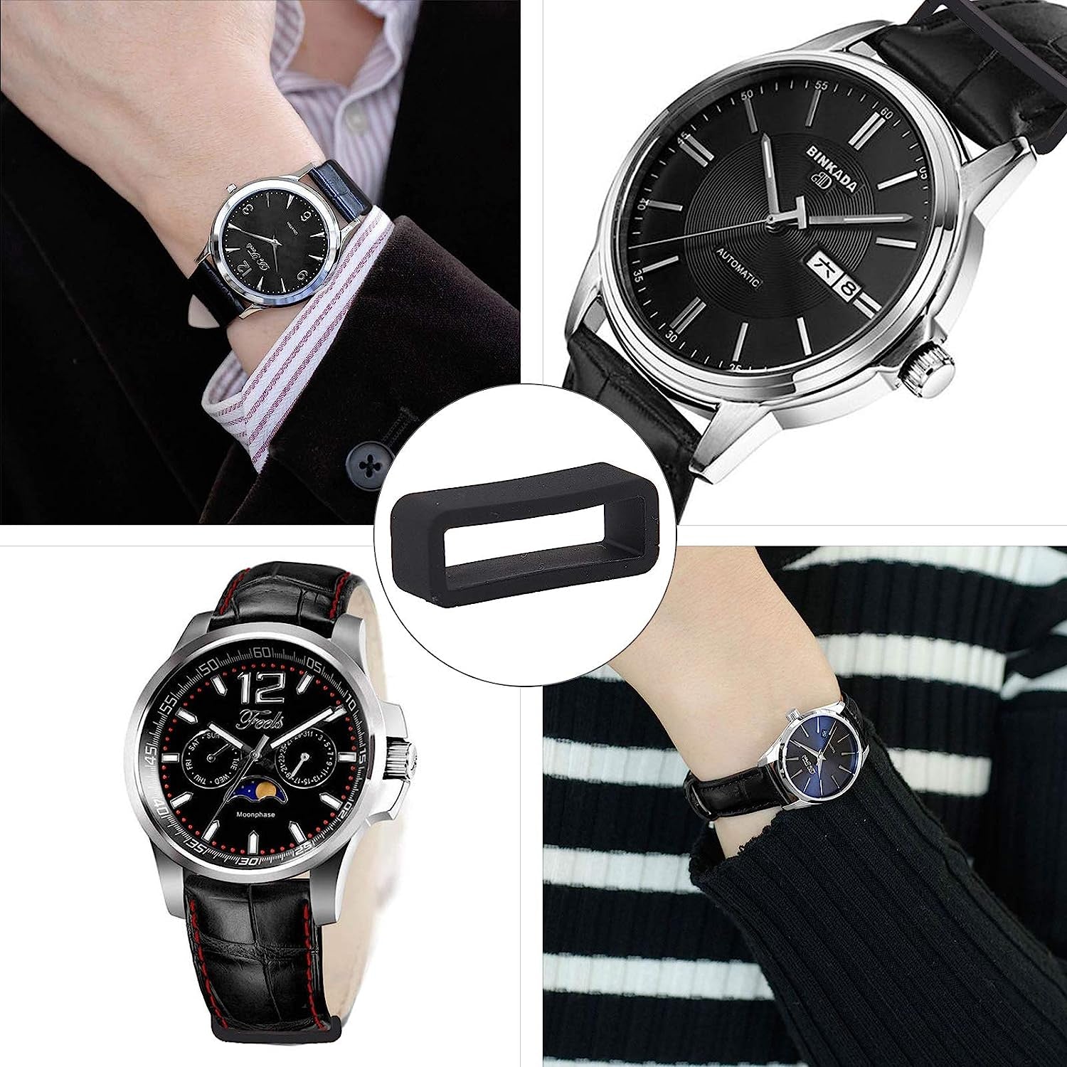 GORGECRAFT 10Pcs 22Mm Rubber Replacement Watch Band Strap Loops Silicone Watch Strap Keeper Holder Retainer with Removable Tools  GORGECRAFT   