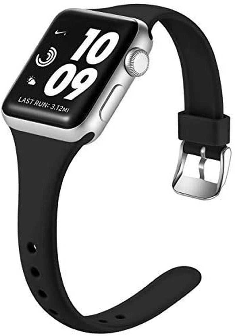 Laffav Slim Band Compatible with Apple Watch 49Mm 45Mm 44Mm 42Mm Iwatch SE & Ultra & Series 8/7/6/5/4/3/2/1 for Women Men, Black, S/M  Laffav   