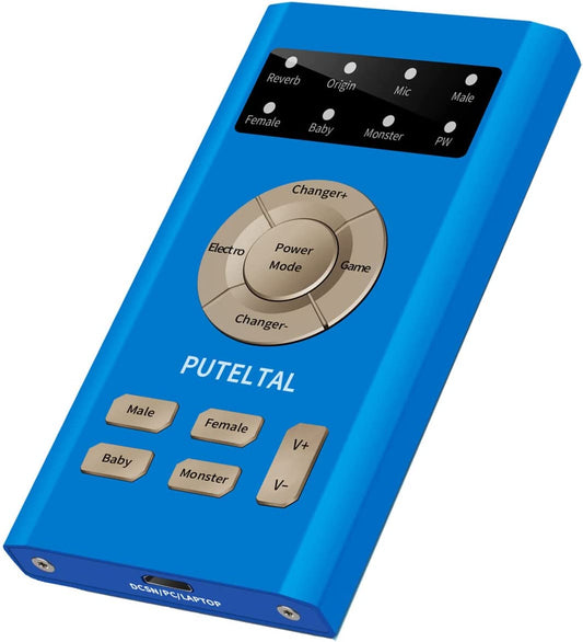 PUTELTAL Adjustable Gaming Voice Changer Disguiser for Ps4/Xbox One/S/X/Ps5/Computer/Laptop/Smart Phone & More-Bue  PUTELTAL   