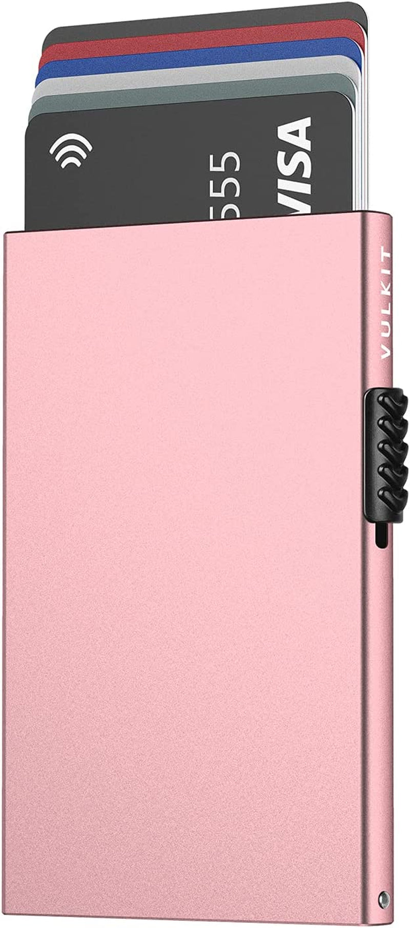VULKIT Minimalist Credit Card Holder Pop up Cards RFID Protection Slim Metal Wallet  VULKIT Rose Gold  