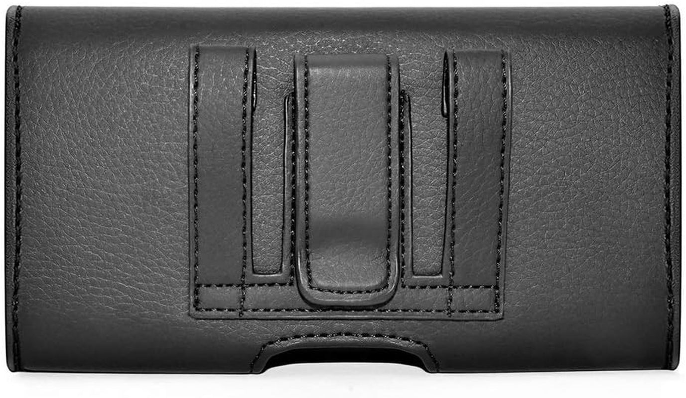 Wonderfly Horizontal Holster Compatible with LG V50 Thinq 5G, V30 Thinq, V20, V10 or Samsung Galaxy S8+, a Large Leather Carrying Case with Belt Loops and Belt Clip, Fits the Phone with a Thick Case  Wonderfly   