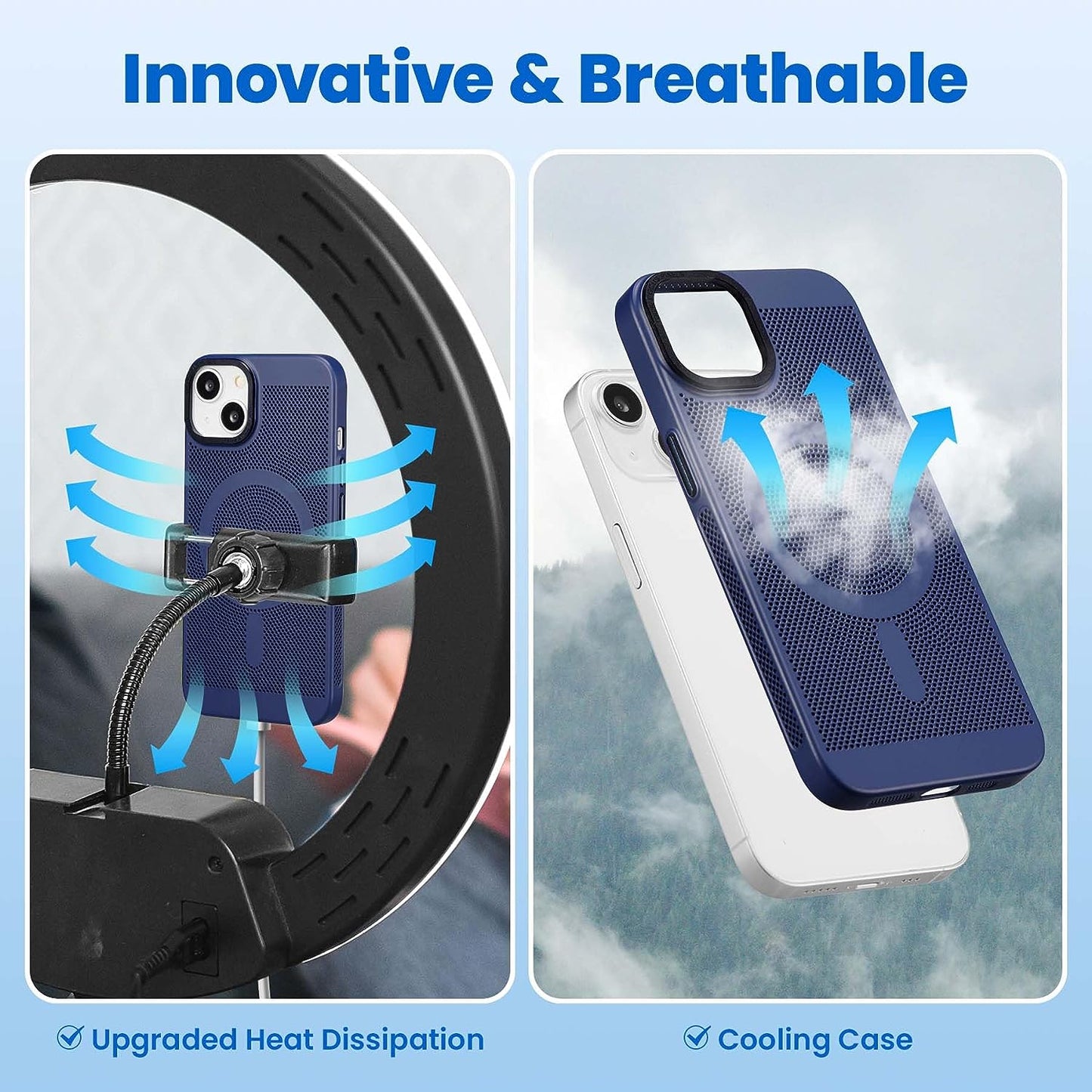 ZCDAYE for Iphone 13 Magnetic Case, 3D Hollow Mesh Heat Dissipation Phone Case Compatible with Magsafe, Breathable Cooling Hard PC Shockproof Cover for Iphone 13(6.1 Inch, Dark Blue)  ZCDAYE   