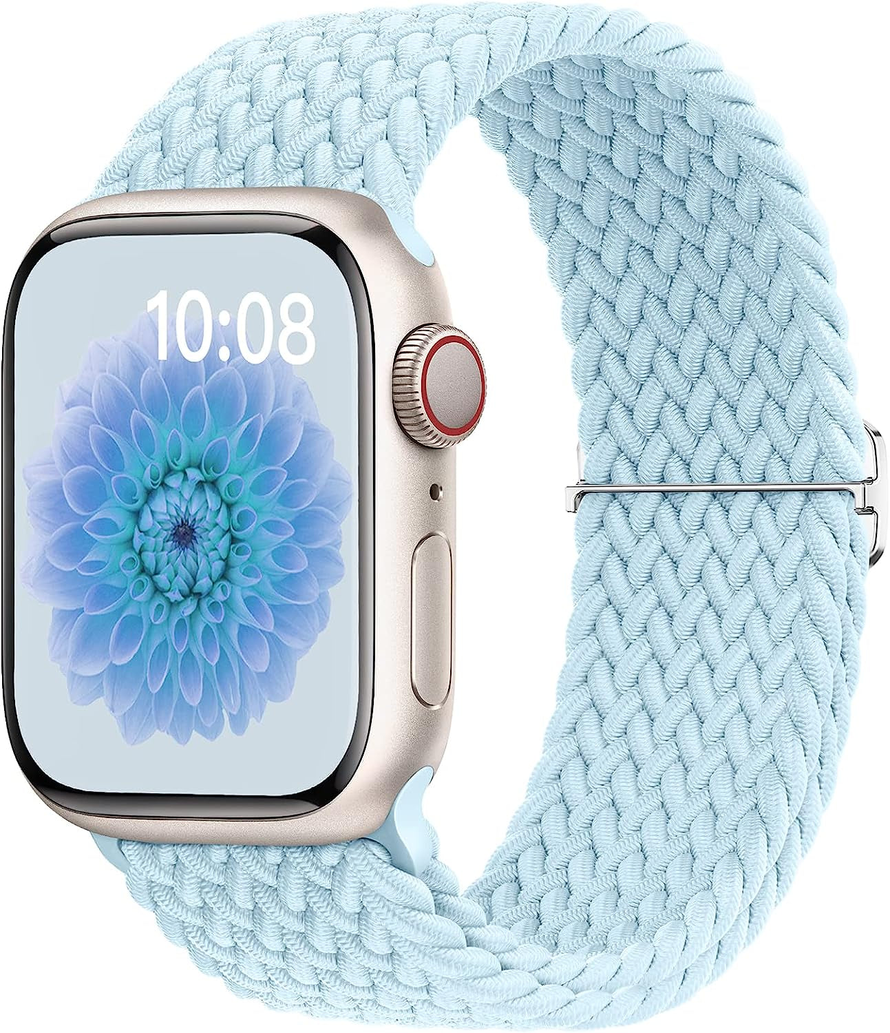 OHOTLOVE Braided Solo Loop Compatible with Apple Watch Band 41Mm 40Mm 38Mm 49Mm 45Mm 44Mm 42Mm Women Men, Nylon Adjustable Stretchy Bands Elastic Sport for Iwatch Series 8 7 6 5 4 3 2 1 SE Ultra  OHOTLOVE Sky 42mm/44mm/45mm/49mm 