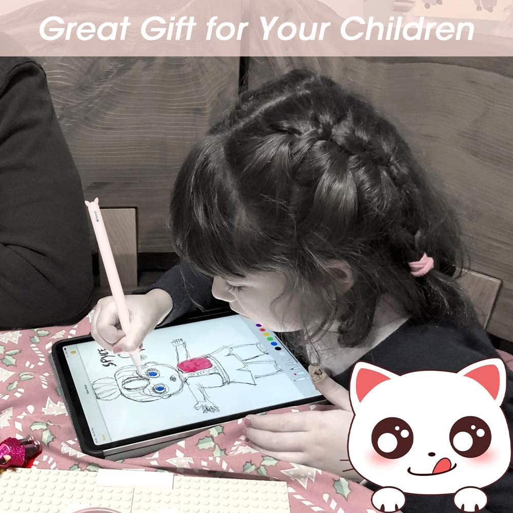 3 Pack Silicone Case for Apple Pencil 2Nd Generation Holder Sleeve Skin Cover Accessories for Ipad Pro 11 12.9 Inch 2018,Cute Soft Grip Pouch Cap Holder and 3 Protective Nib Covers-Purple,Pink,Black  2Cat-pencil-Pink+purple+black   