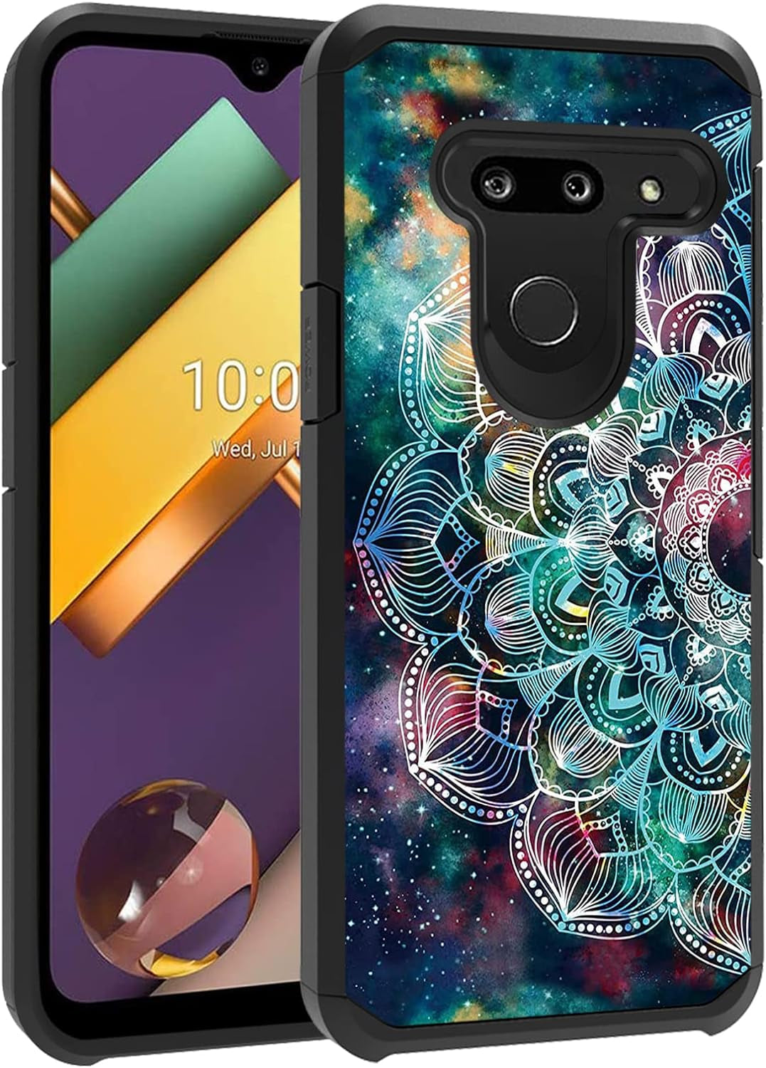 FQTBCEARI Case for LG G8 Thinq/Lg G8S Thinq/Lg G8, 2 in 1 Hybrid Hard PC & Soft Silicone Heavy Duty Dual Layer Shockproof Full-Body Protection Case, Sunflower Thin Blue Line American Flag  chatham Nebula Mandala  