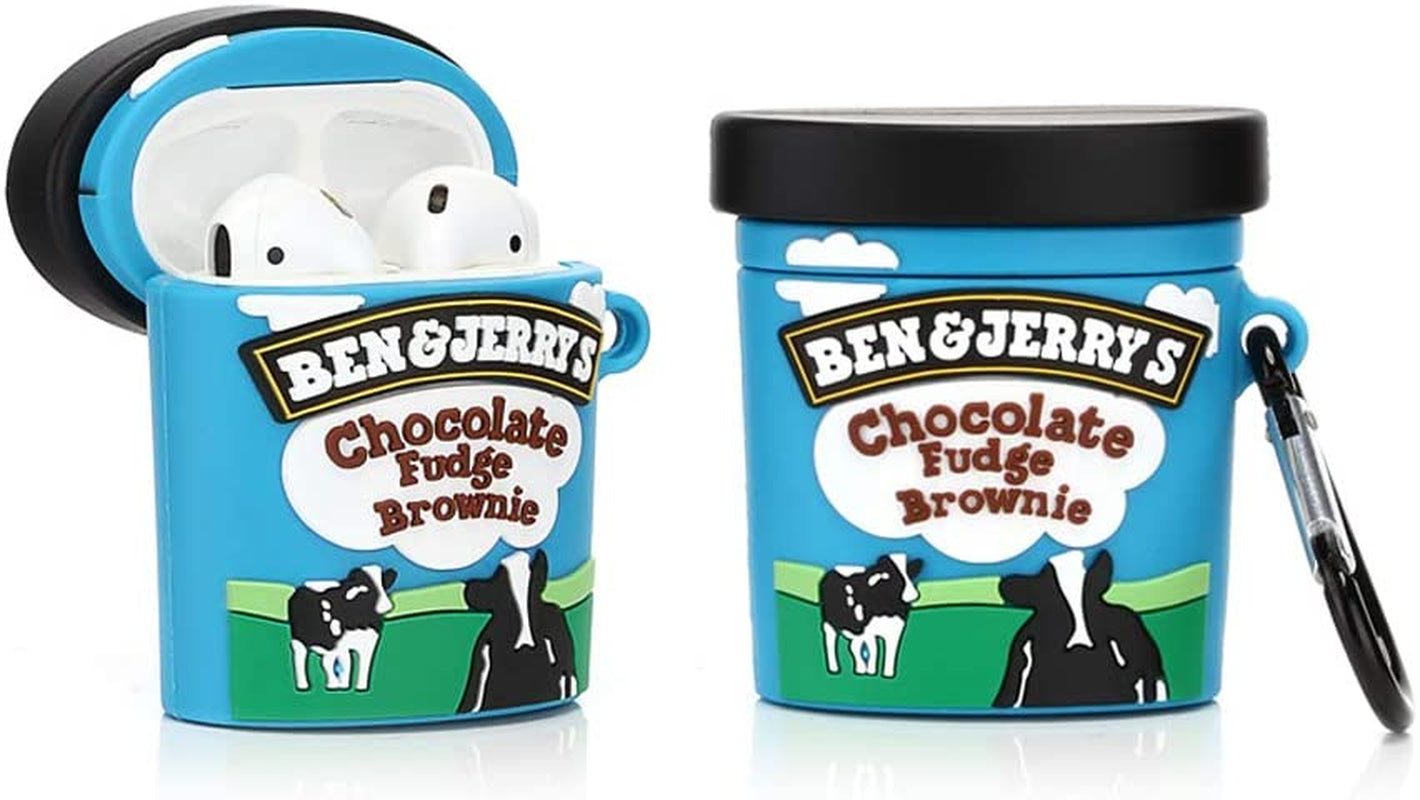 (3Pack) Case for Airpods 1 and Airpods 2, BGAANM Cartoon Silicone Case Protective Cover with Cute Funny Skin Design, with Keychain (Juice+Icecream+Bottle)  BGAANM   