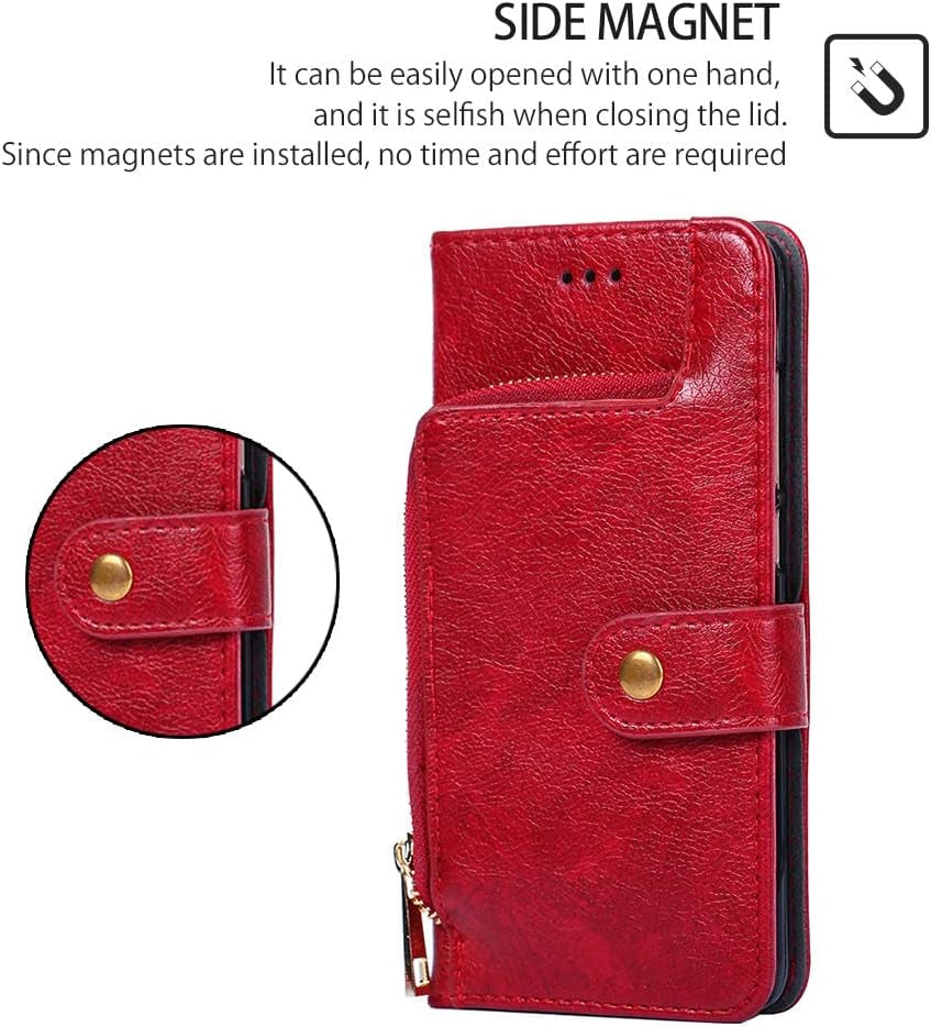 Bailishi BANLEI2U Phone Cover Zipper Wallet Folio Case for LG G7 THINQ, Premium PU Leather Slim Fit Cover for G7 THINQ, 1 Transparent Photo Frame Slot, Skin Friendly, Red  BANLEI2U   