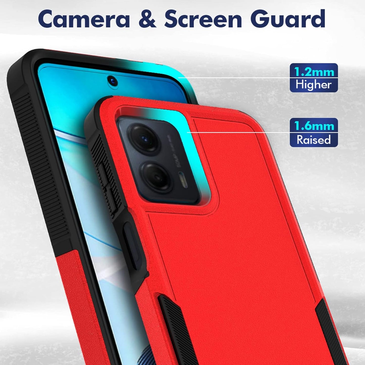 For Moto G 5G 2023 / Moto G Power 5G 2023 Case: Dual Layer Protective Heavy Duty Cell Phone Cover Shockproof Rugged with Screen Protector - Military Protection - Motorola Moto G 5G 2023, Red  Jinxian Co., Ltd.   