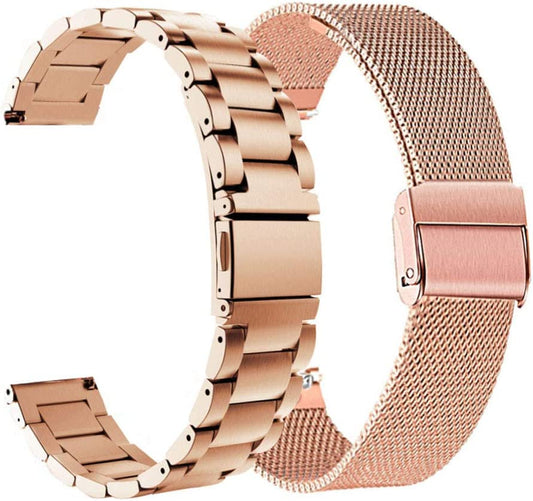 Vicrior Compatible with Garmin Vivomove Hr/Vivoactive 3 Bands Set, Stainless Steel + Mesh Strap Bracelet Watch Band Replacement for Garmin Venu, Rose Gold  ViCRiOR   