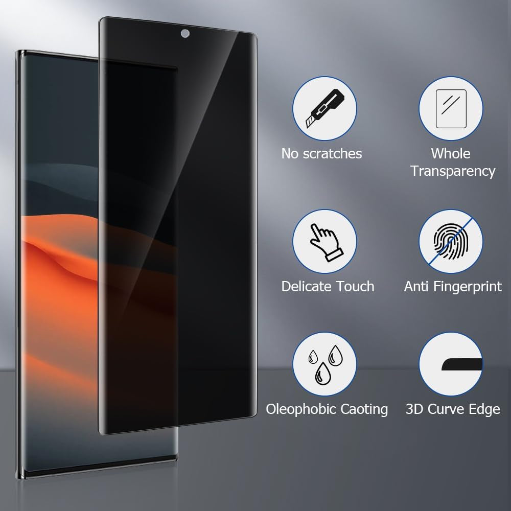 [2+2 Pack] Galaxy Note 20 Ultra 5G Privacy Screen Protector [Not Glass] and Camera Lens Protector, Support Fingerprint Unlock, 9H Hardness, Flexible Anti-Spy TPU Film for Samsung Galaxy Note 20 Ultra  LETANG   