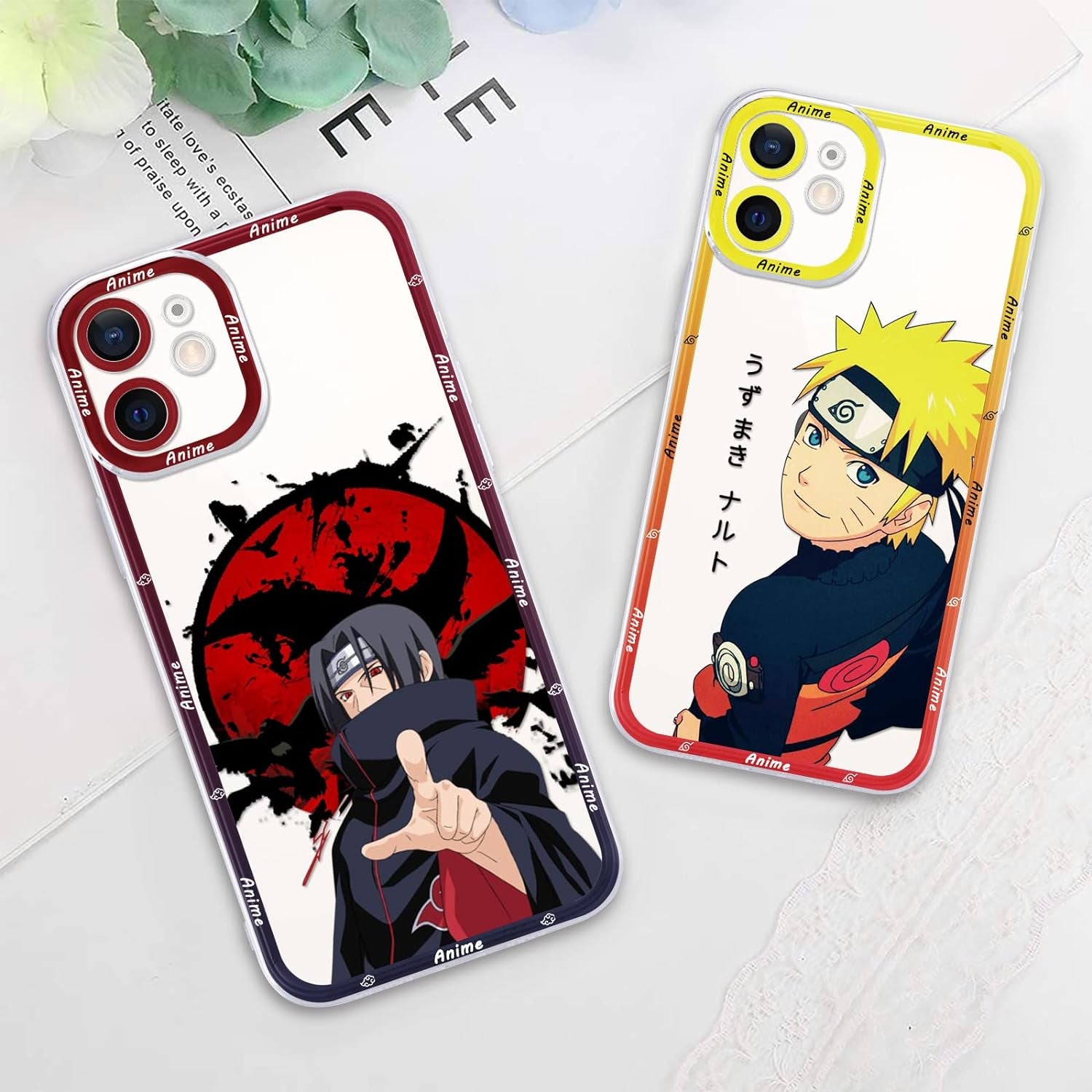 2 Pack Japanese Anime Case for Iphone 12 Mini Clear Case 5.4", Cool Manga Cute Pattern Design, Cartoon Comics Character Cases for Men Boys Women Girls, Soft TPU Funda for Iphone12 Mini, Transparent  ZXT US   