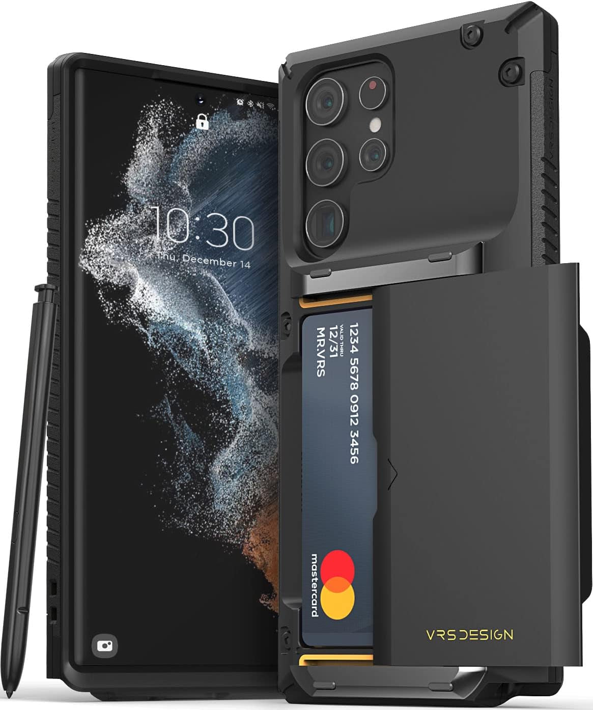 VRS DESIGN Damda Glide Pro Phone Case for Galaxy S22 Ultra, Sturdy Semi Auto Wallet [4 Cards] for Galaxy S22 Ultra (2022)  VRS DESIGN Black  