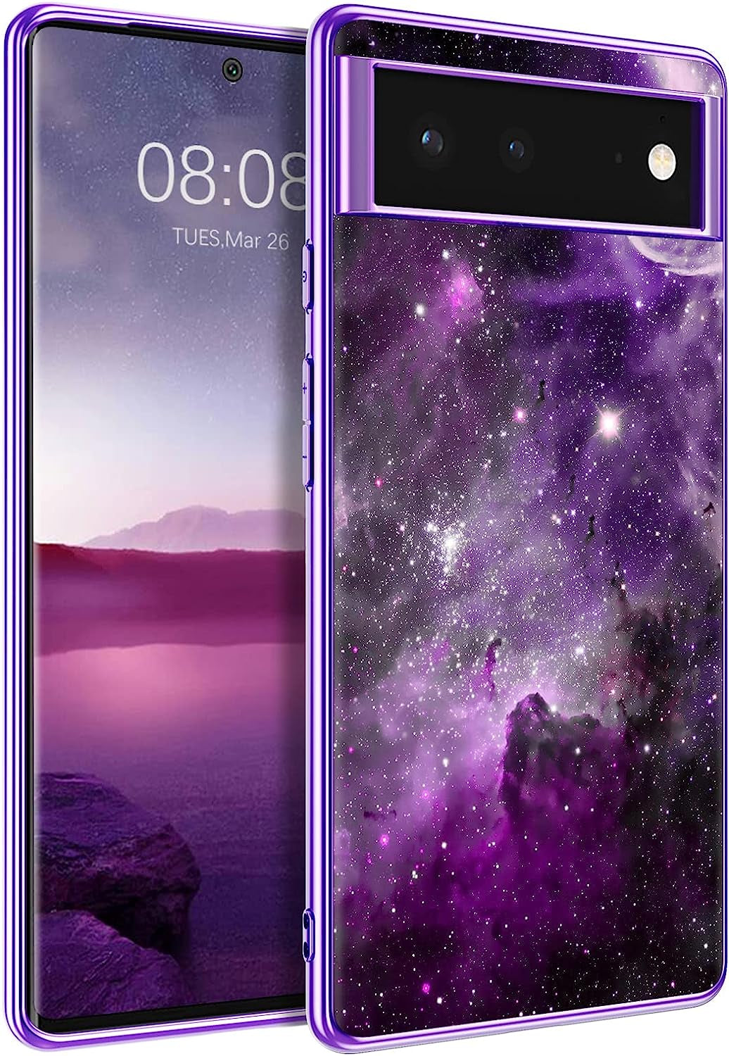 BENTOBEN Pixel 6 Case, Google Pixel 6 Case, Slim Fit Glow in the Dark Soft Flexible Bumper Protective Shockproof anti Scratch Non-Slip Cute Case Cover for Google Pixel 6 (2021) 6.4 Inch, Purple Nebula  BENTOBEN   