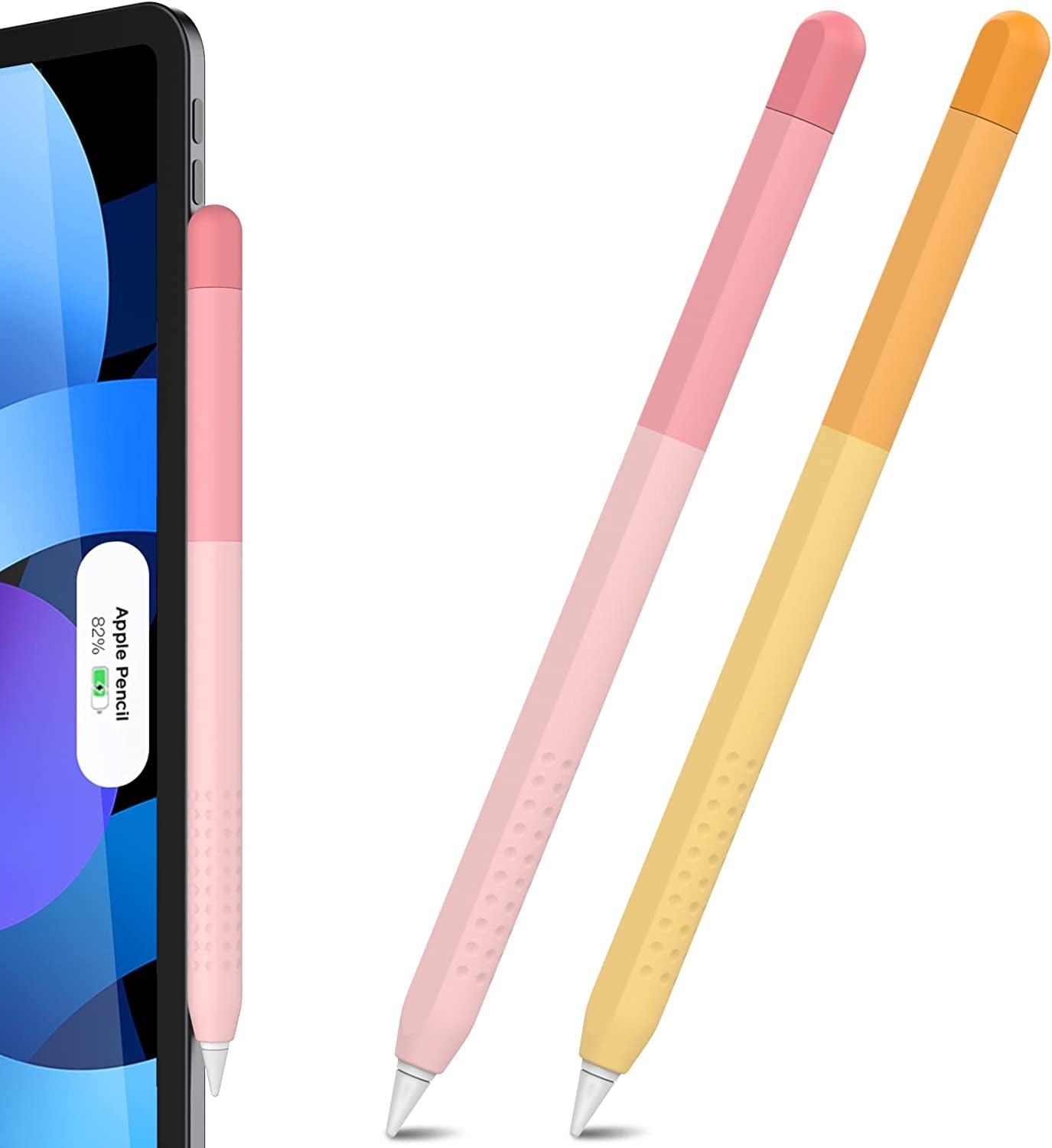 Delidigi Pencil Case Compatible with Apple Pencil 2Nd Generation Case, Gradient Color Case Sleeve Silicone Cover Accessories for Apple Pencil 2Nd Gen(Gradient Pink)  Delidigi Pink+Yellow  