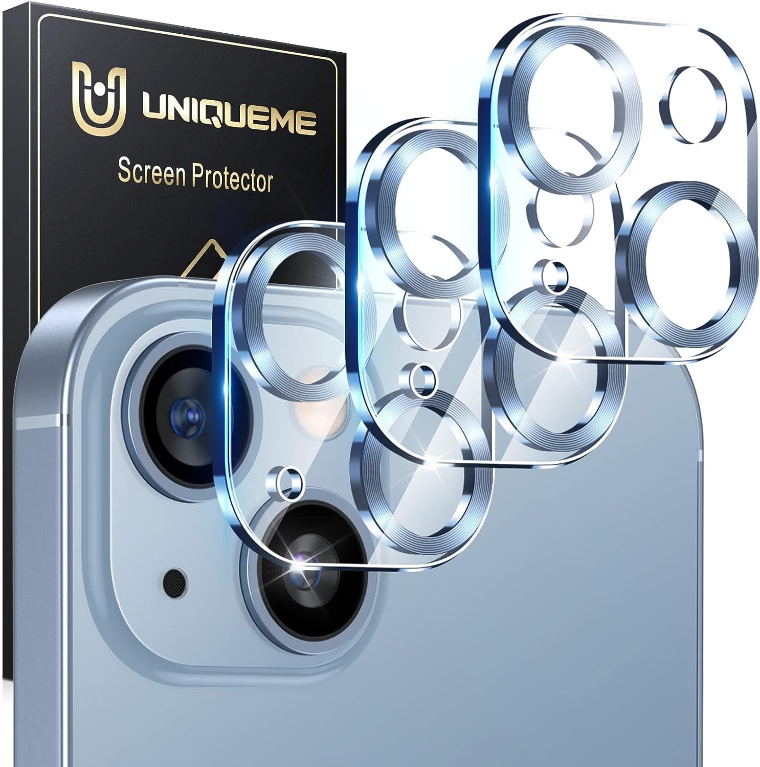 Uniqueme [3 Pack] for Iphone 13 / Iphone 13 Mini Camera Lens Protector, Tempered Glass [Case Friendly][New Version][Scratch-Resistant][Easy Installation] - Black Circle  UniqueMe   
