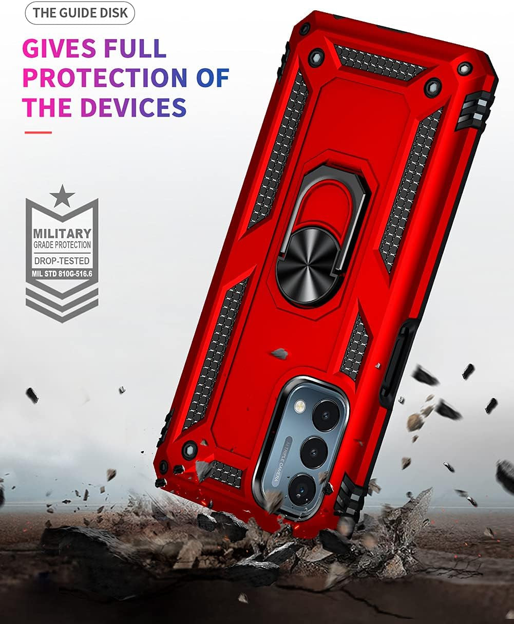 SKTGSLAMY for Oneplus Nord N200 5G Case,With Screen Protector,[Military Grade] 16Ft. Drop Tested Cover with Magnetic Kickstand Car Mount Protective Case for Oneplus Nord N200 5G, Red  SKTGSLAMY   