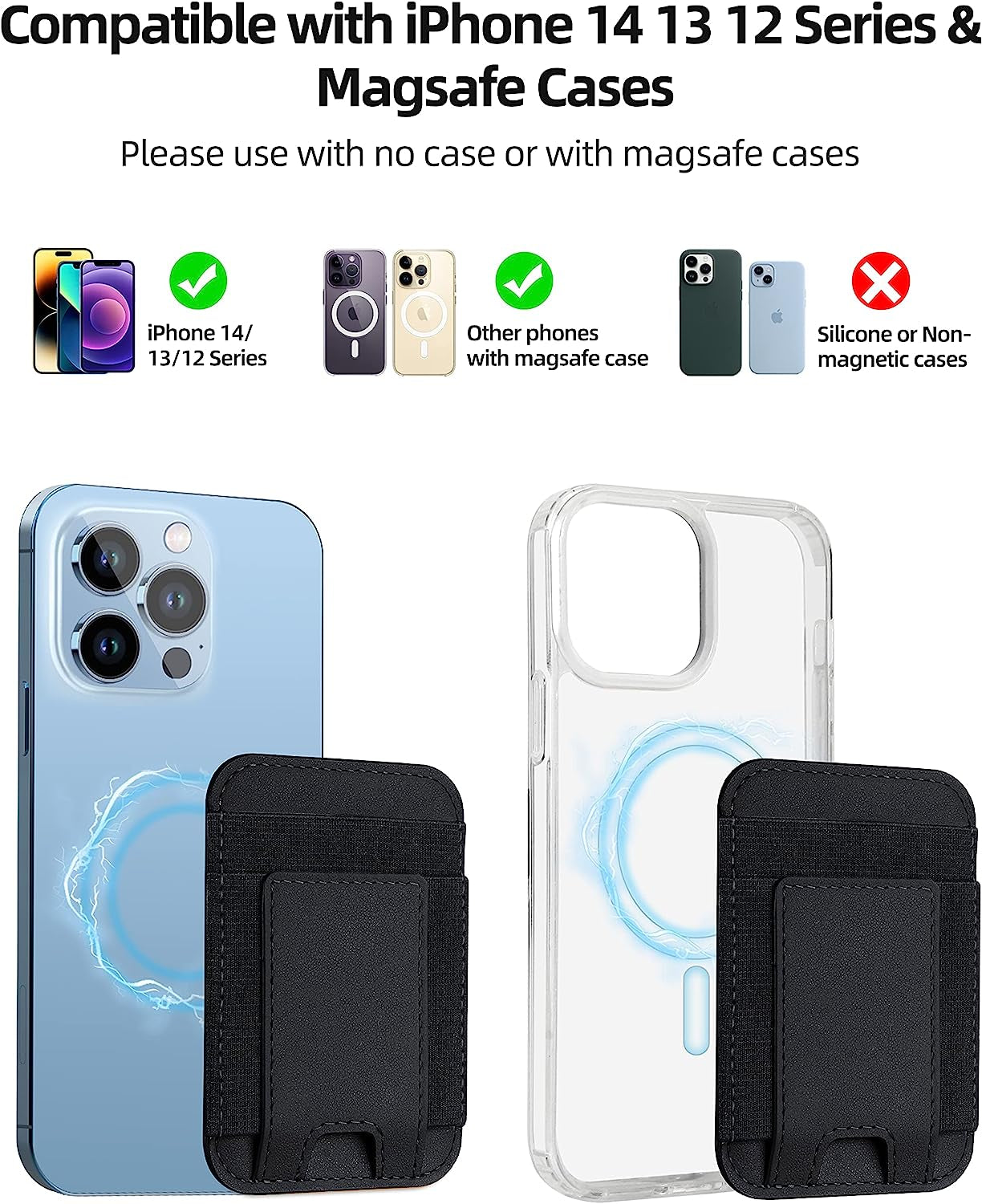 Upgraded Magnetic Wallet, Magsafe Wallet for Apple Iphone 14/13/12 Series, Leather Wallet for Magsafe, Magnetic Phone Wallet for Iphone 14 Pro Max/14 Pro/14/14 Plus/13/12 Series, Hold 7 Cards, Black  ExtreLife   