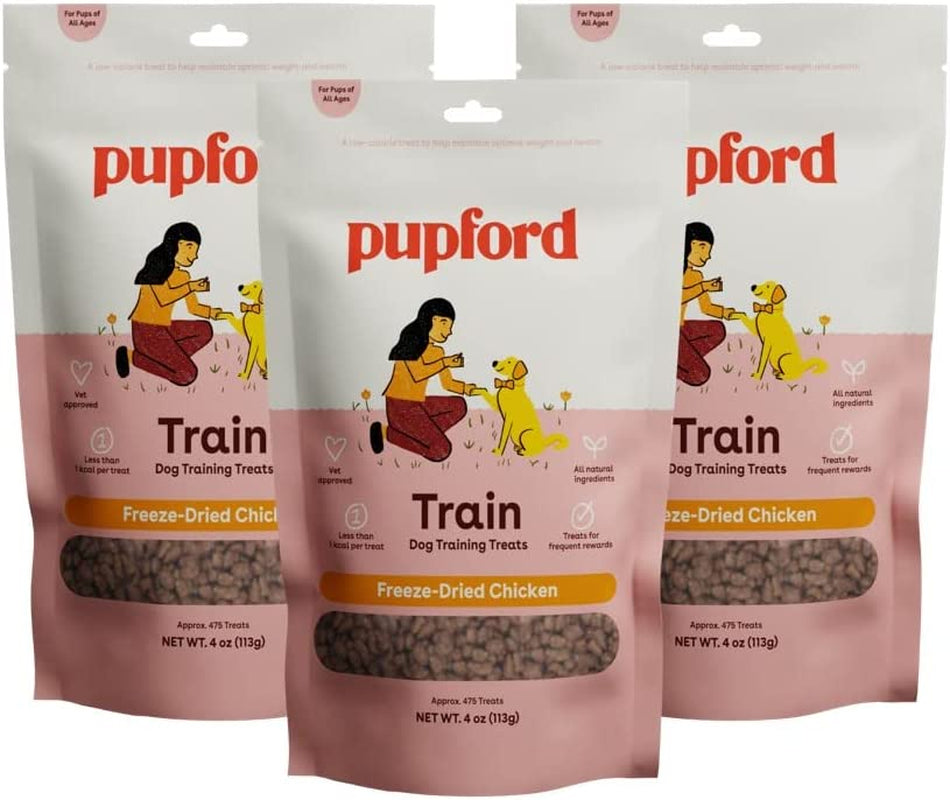 Pupford Freeze Dried 475+ Puppy Treats, Low Calorie, Vet Approved, All Natural, Healthy Training Treats for Small to Large Dogs (Beef Liver)  Pupford Chicken 4.00 Ounce (Pack Of 3) 