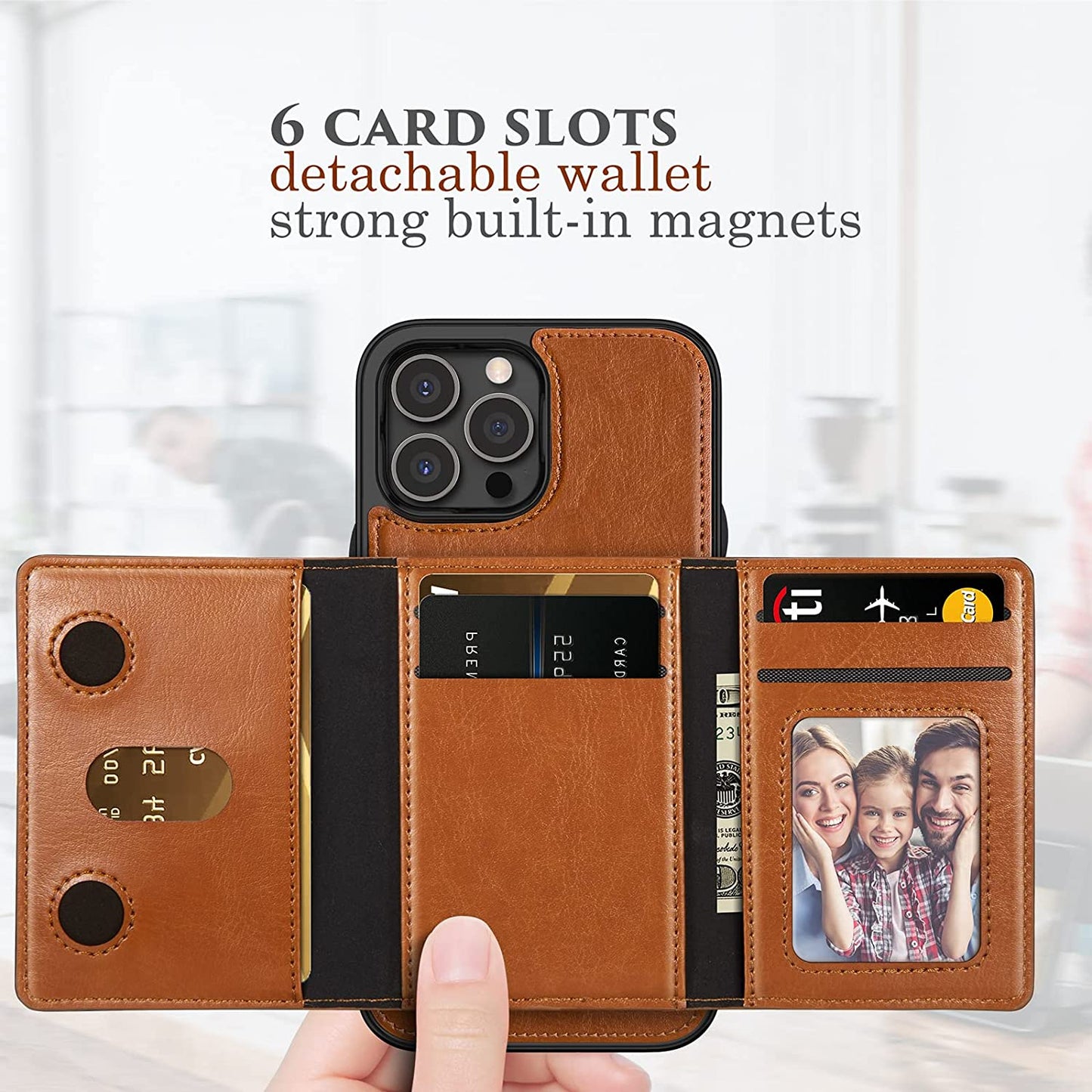 LOHASIC for Iphone 12 Pro Max Wallet Case, Compatible with Mag-Safe, 6 Card Holder Phone Cover Men Women, Magnetic Wireless Charging, Detachable Back Leather Credit Slot, 6.7 Inch - Brown  LOHASIC   