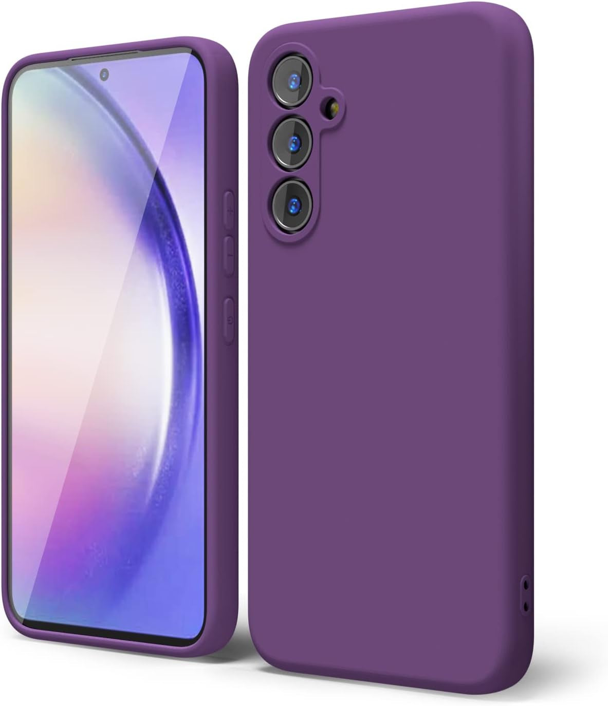 Oakxco for Samsung Galaxy A53 Phone Case Liquid Silicone, Cute Thin Slim Soft Rubber TPU Plain Smooth Gel Cover for Women Girl, Matte Solid Protective & Shockproof, Black  oakxco Purple A54 