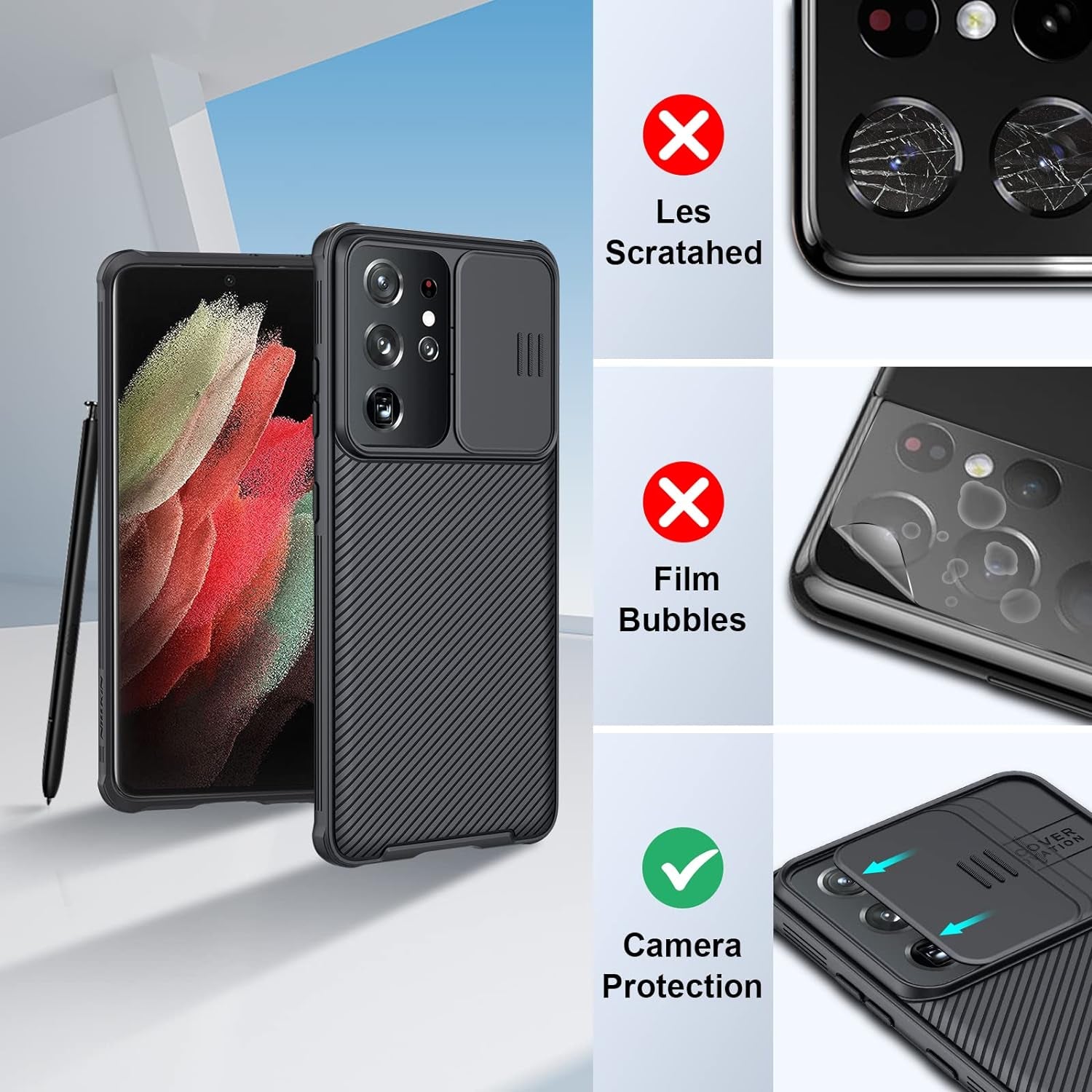 Nillkin for Galaxy S21 Ultra Case, Samsung Galaxy S21 Ultra Case, Camshield Pro Series for Samsung S21 Ultra Case with Slide Camera Cover, Slim S21 Ultra 5G Case 6.8 Inch - Black  Nillkin   