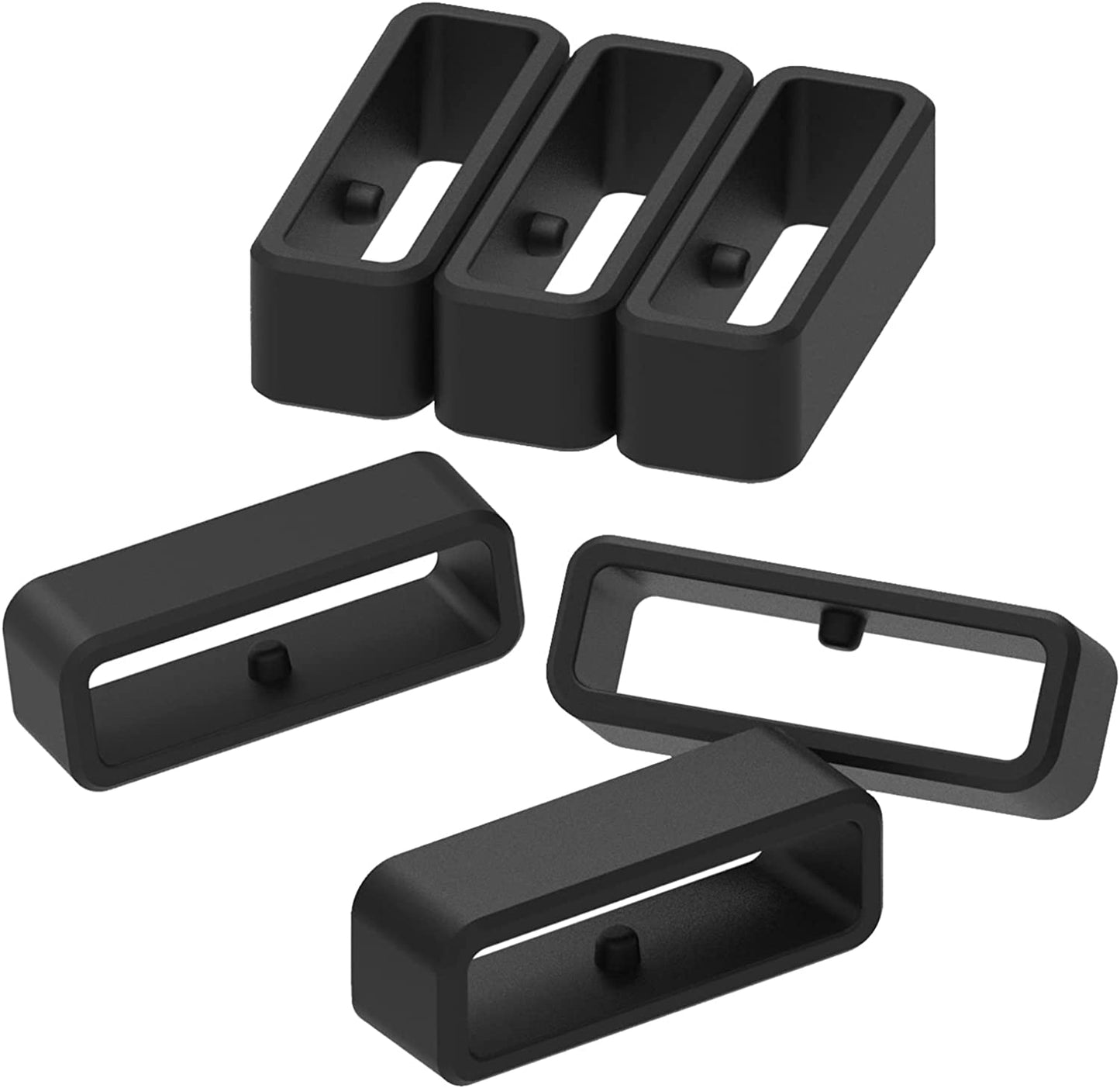 E ECSEM 6PCS Silicone Replacement Watch Band Loop Holder Keeper for 14Mm, 16Mm, 18Mm, 20Mm, 21Mm, 22Mm, 24Mm, 26Mm, 28Mm, 30Mm Fastener Rings Secure Rings Connector Band Loop Keeper  E ECSEM Black-22MM  