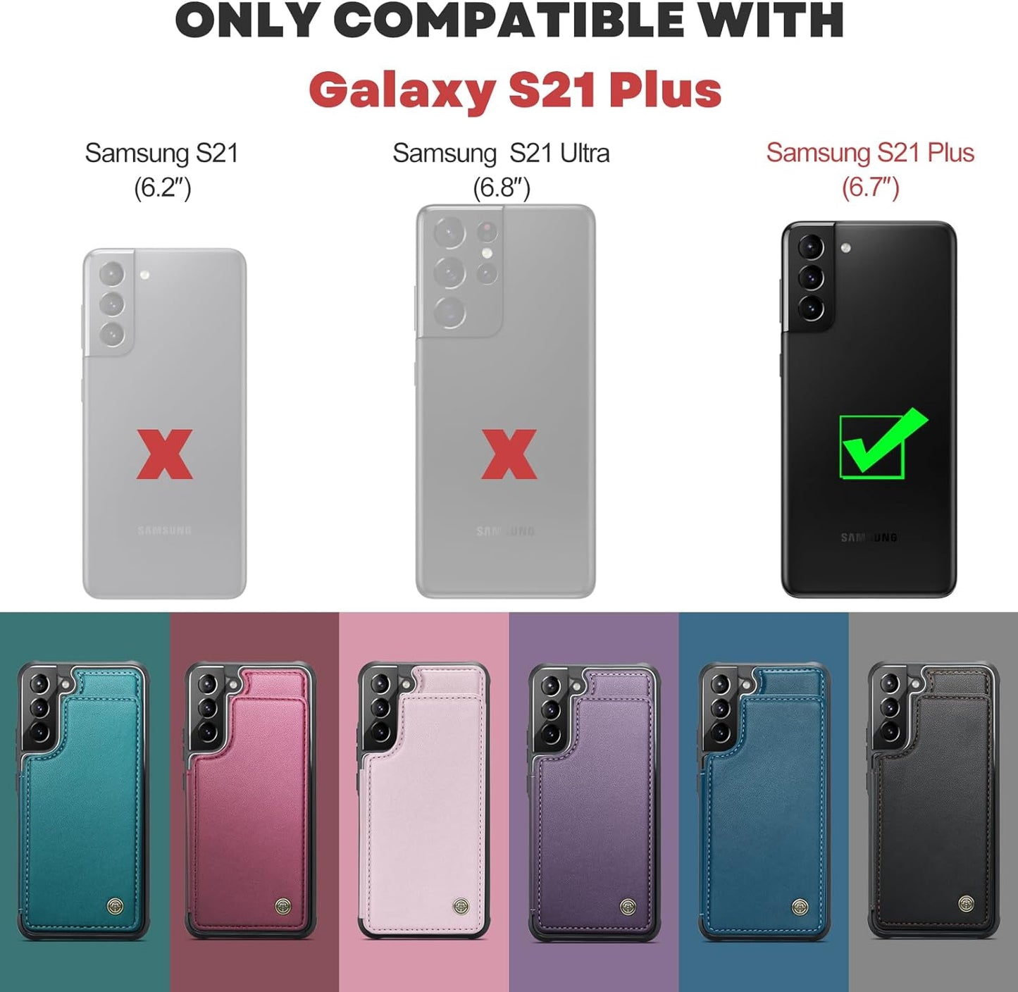 Vinich Samsung Galaxy S21 plus Case with Card Holder, Samsung S21 plus Wallet Case for Women Men with RFID Blocking, Durable Leather Kickstand Shockproof Phone Case for Galaxy S21 plus 5G, Purple  Vinich   