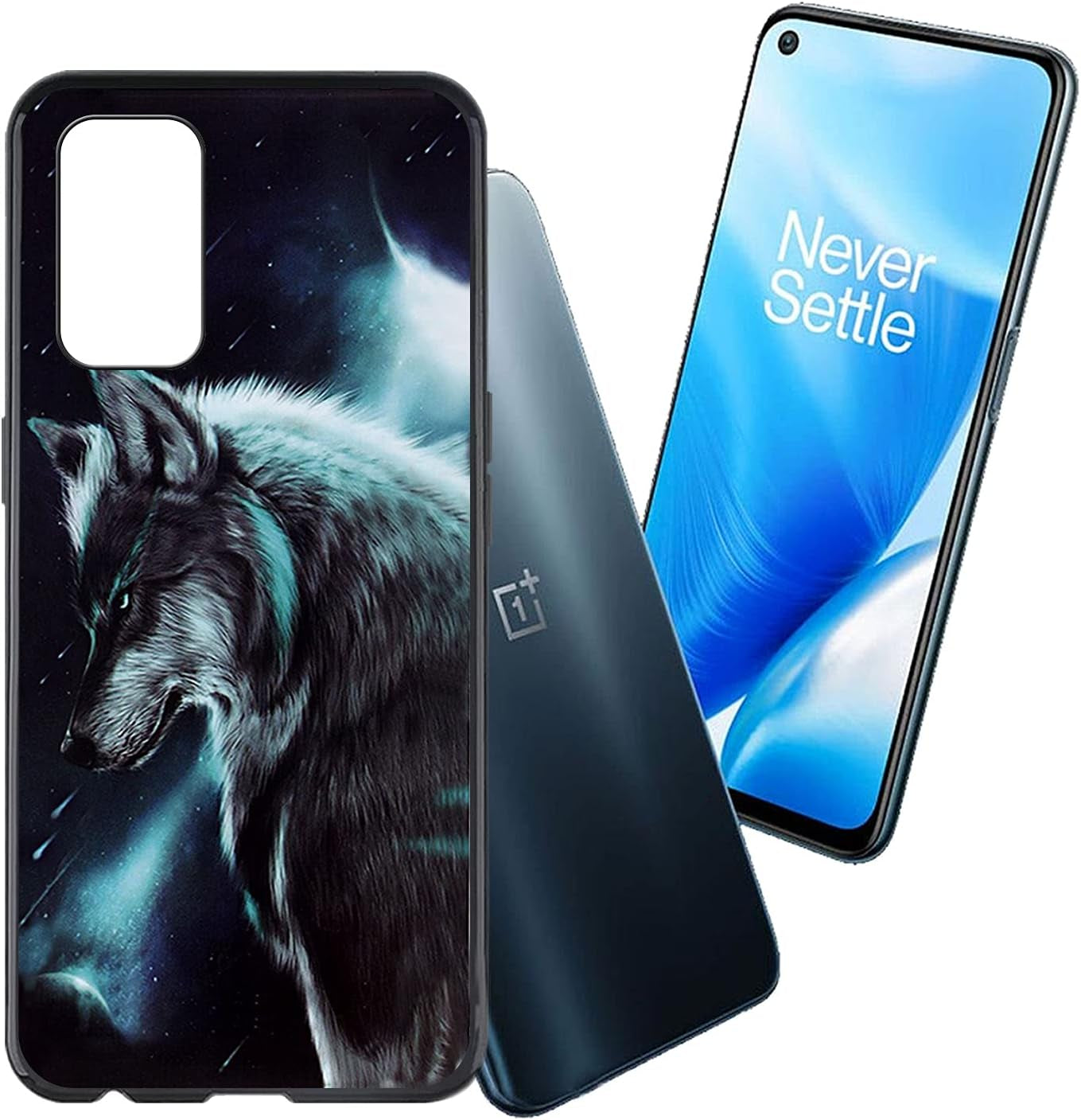 AQGG for Oneplus Nord N200 5G [6.49"] Case, Soft Silicone Bumper Shell Black Flexible Rubber Phone Protective Cases TPU Cover for Oneplus Nord N200 5G -Fresh Flowers  AQGG Cool Wolf - Wma16  