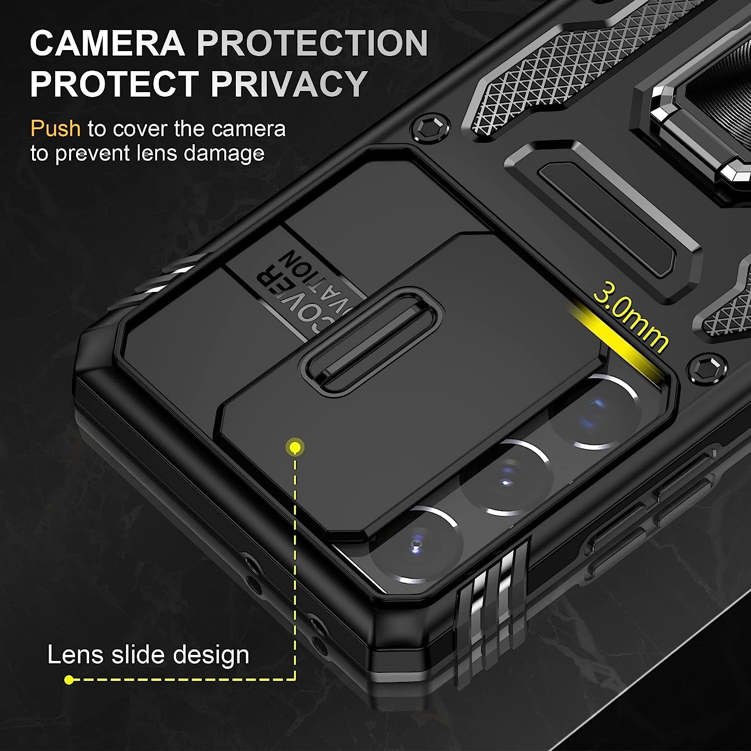 THMEIRA Samsung Galaxy S21 Ultra Case, Armor Phone Case for Samsung S21 Ultra with Screen Protector [Soft 2 Pcs] with Camera Cover, Galaxy S21 Ultra Magnetic Ring Case Anti-Fall Drop Protection, Black  THMEIRA   